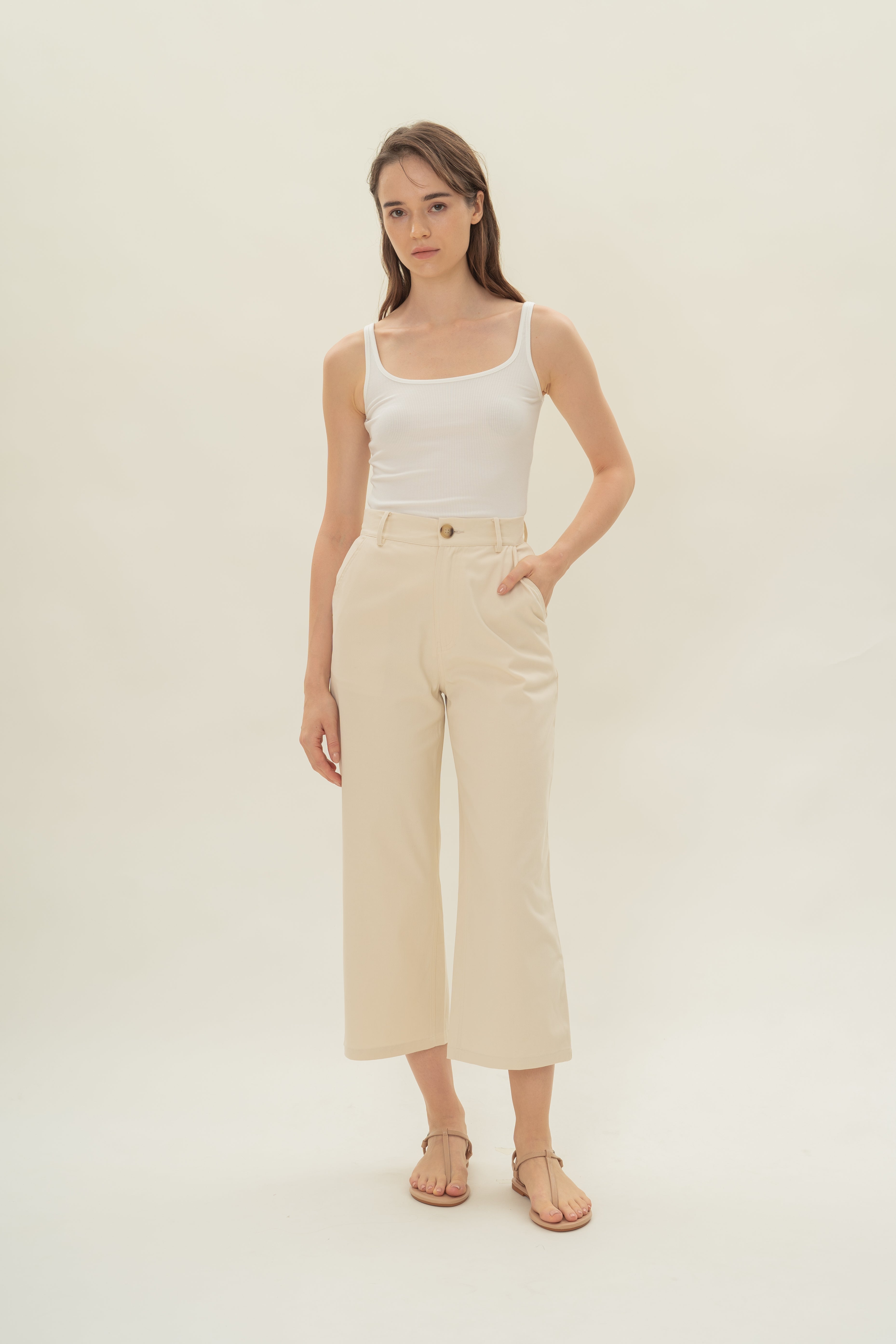 Classic Cotton Culottes in Ecru