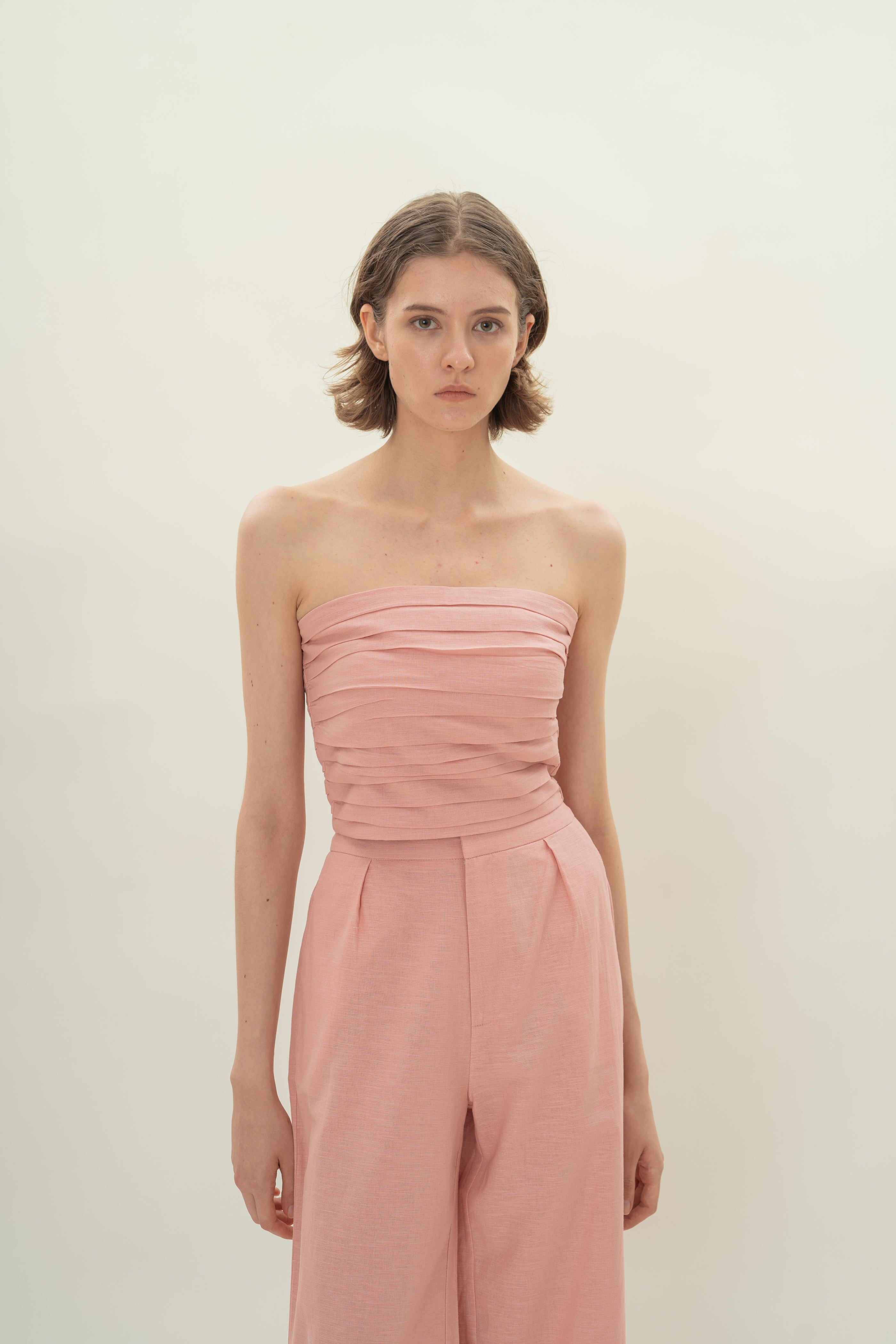 Ruched Bandeau Top in Pink