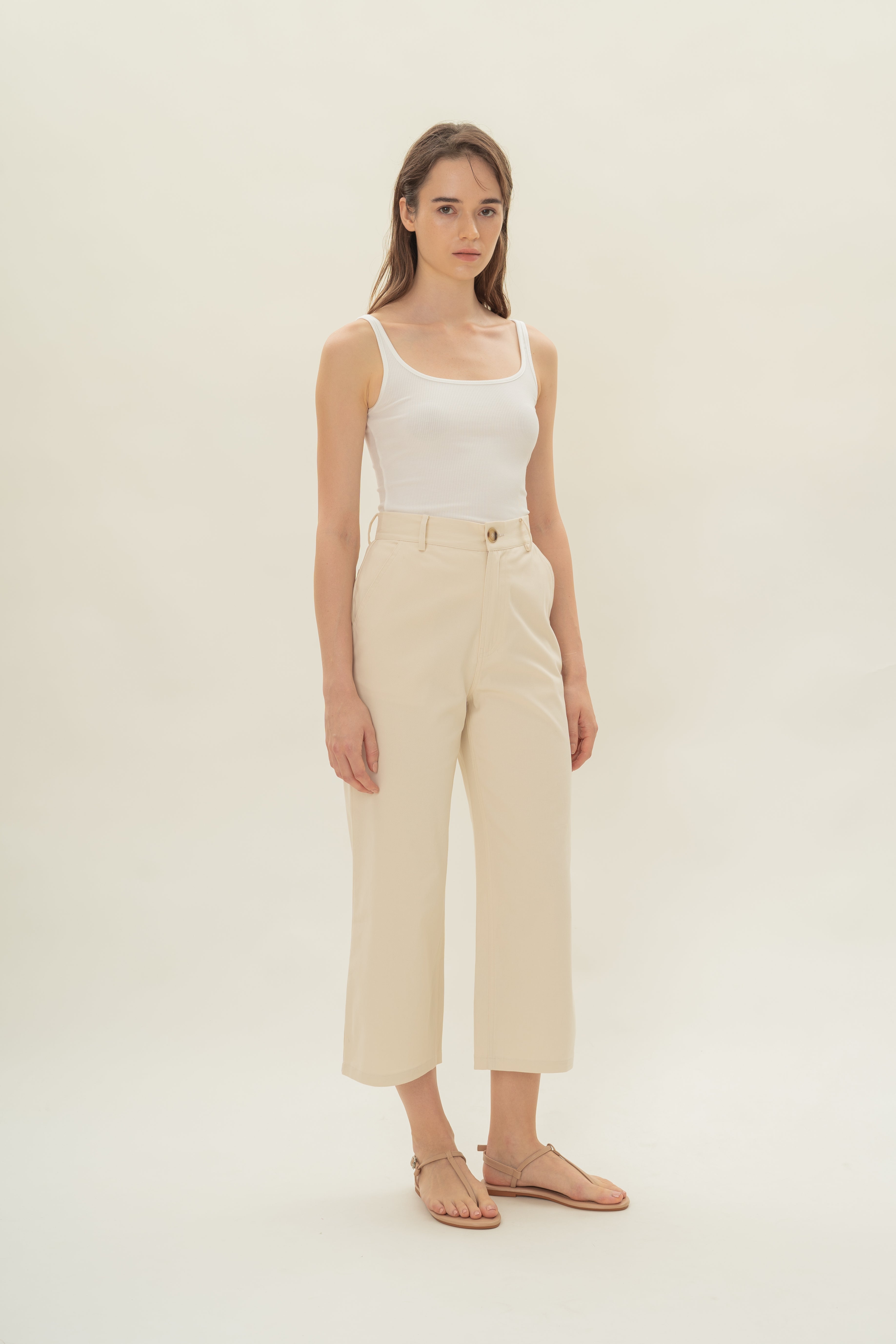 Classic Cotton Culottes in Ecru