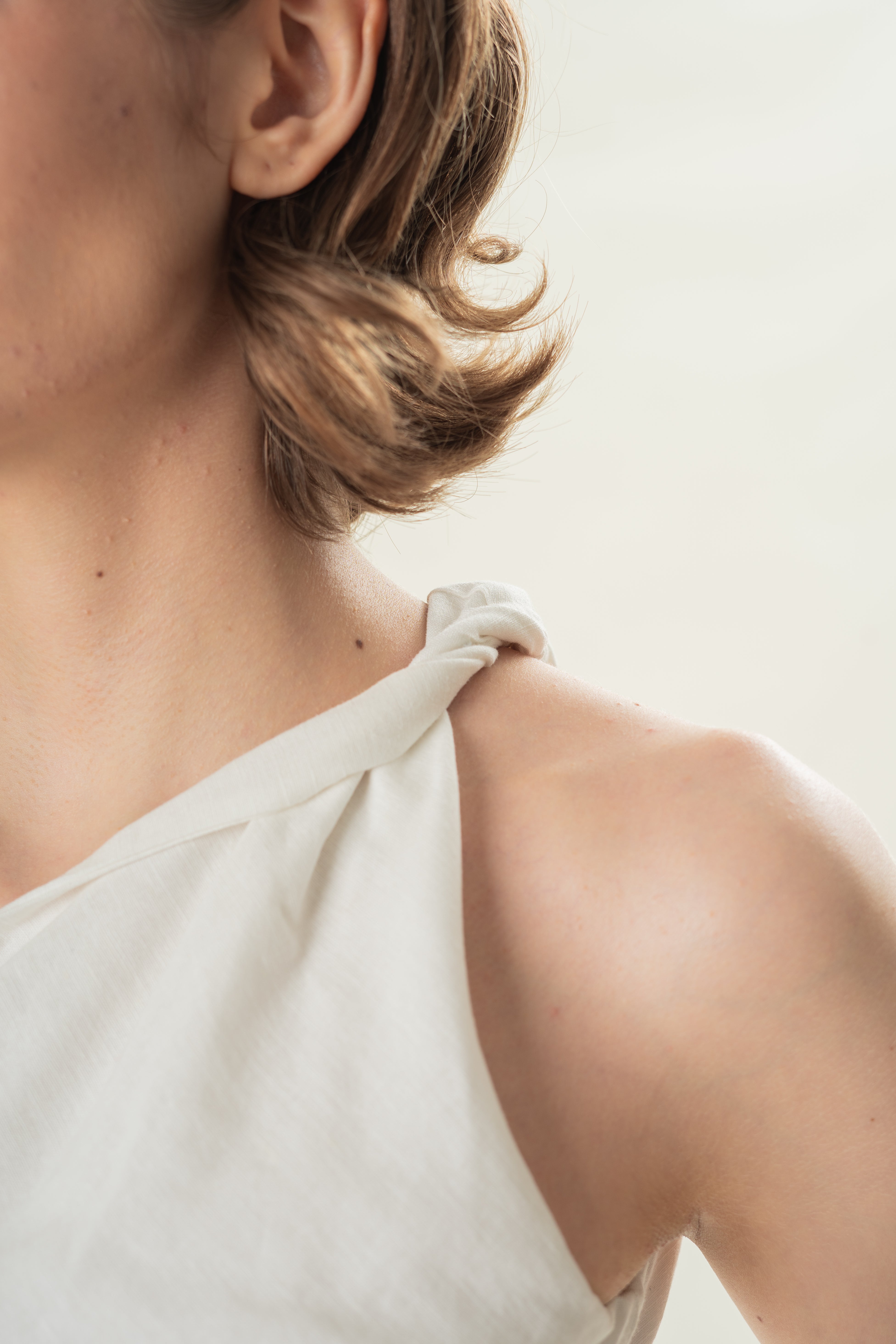 Draped Twist Knot Toga Top in White