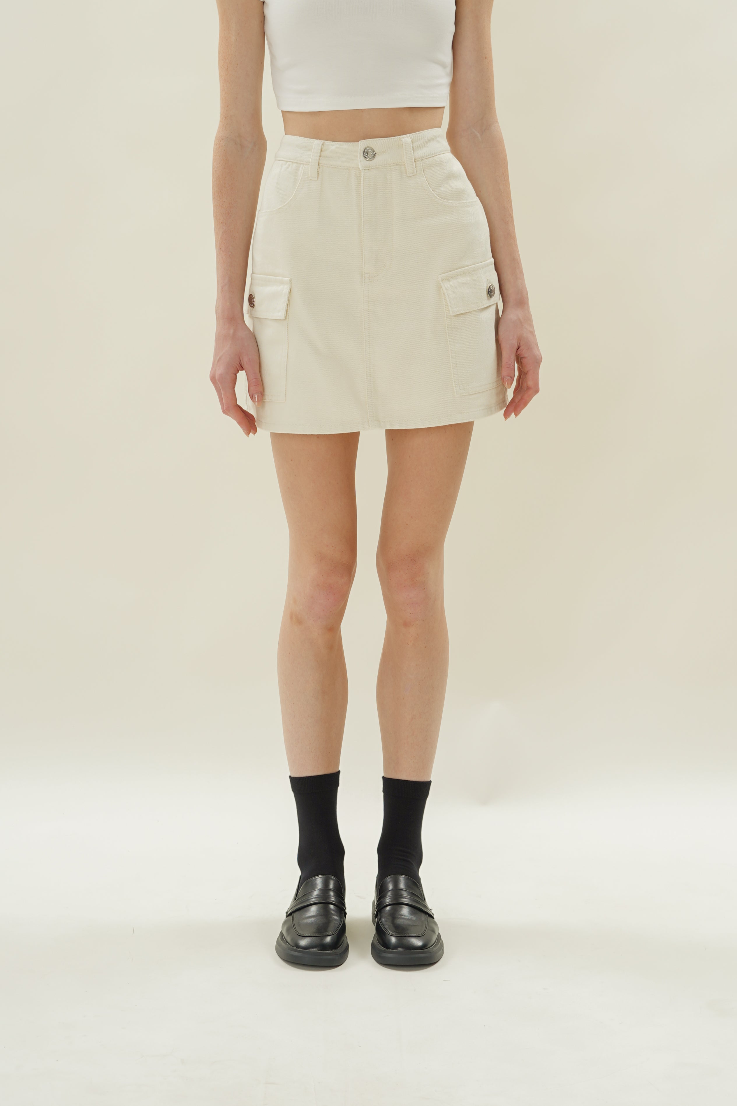 Denim Skort in Natural