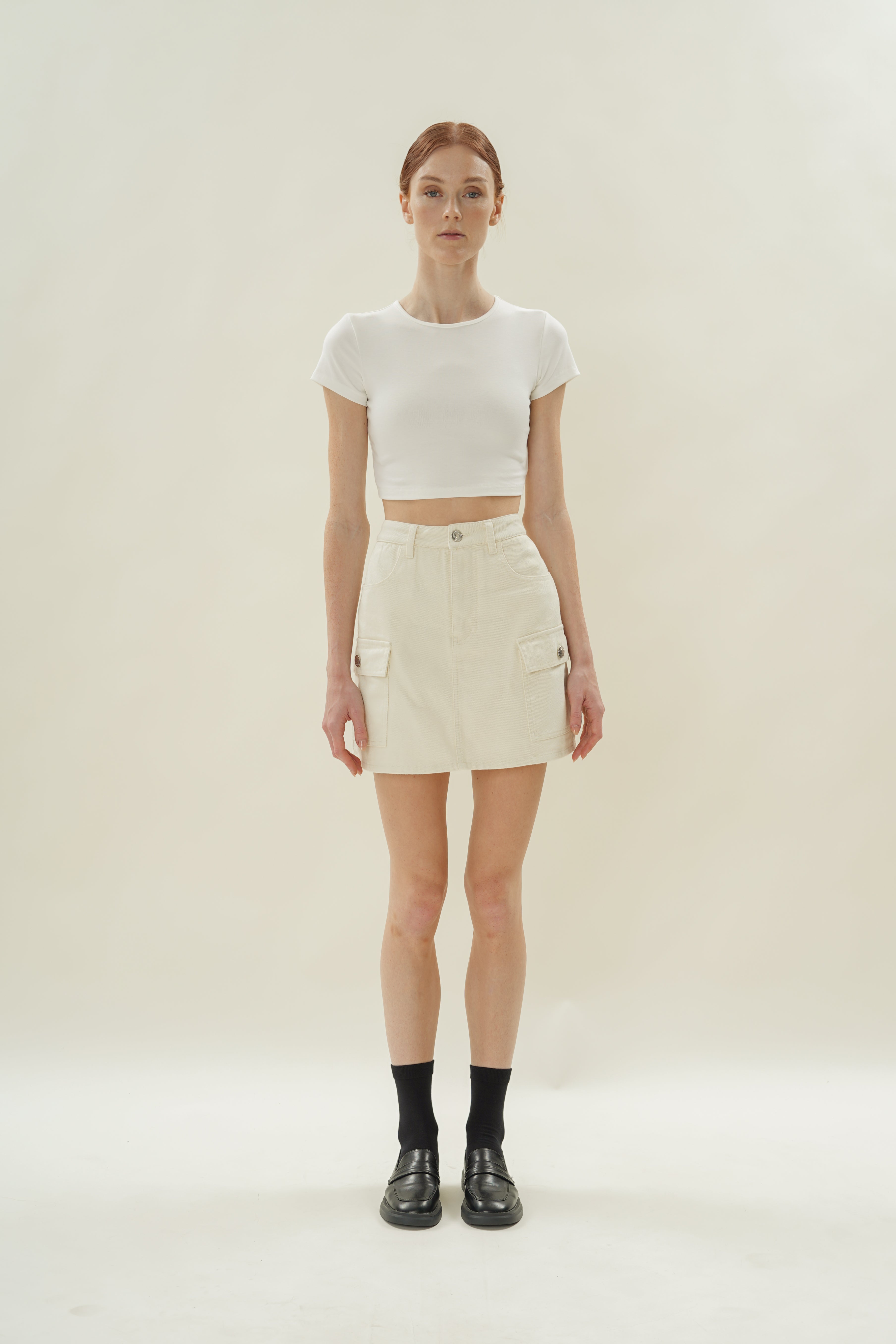 Denim Skort in Natural