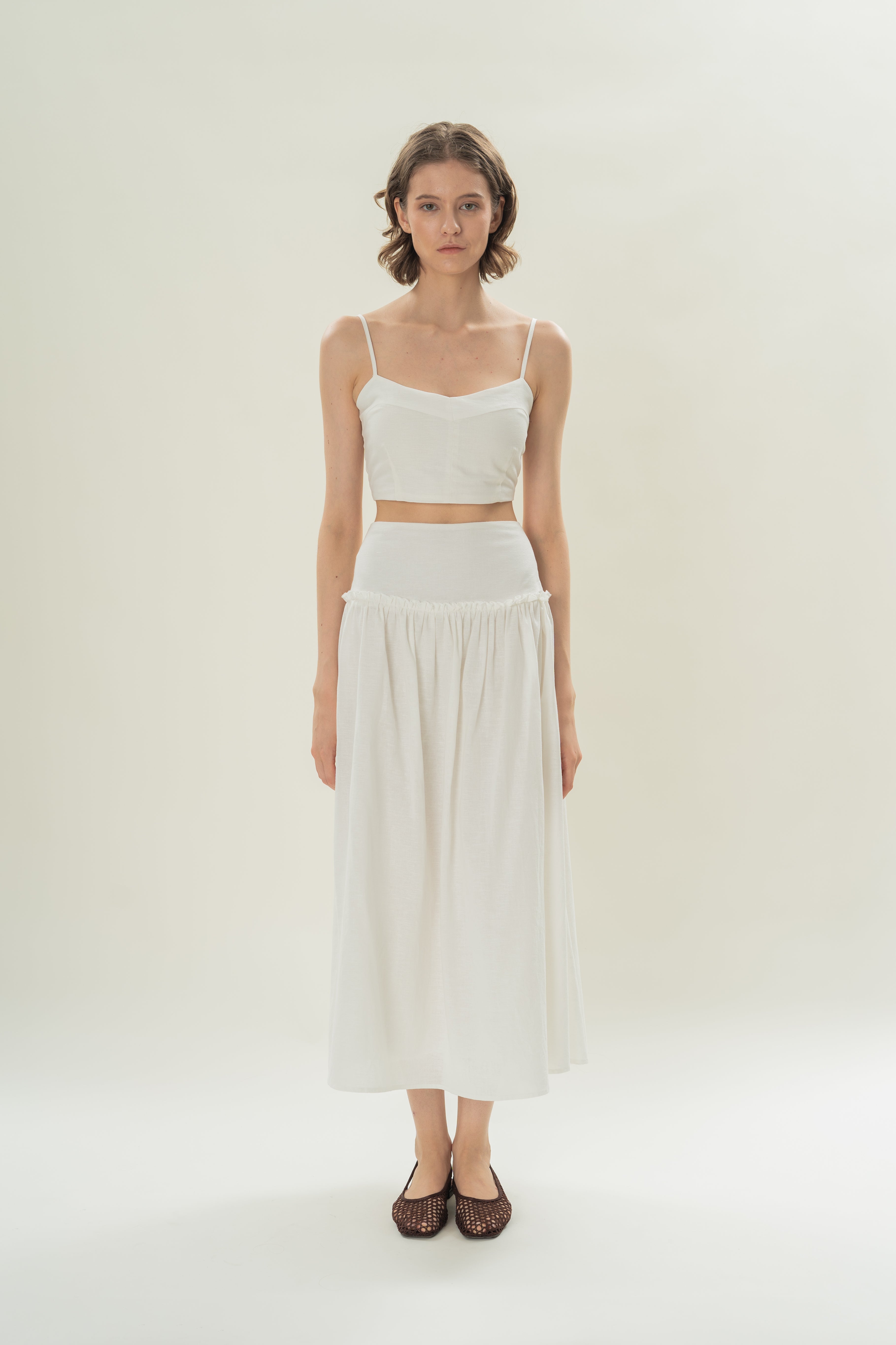 Padded Bustier Cropped Tank in White