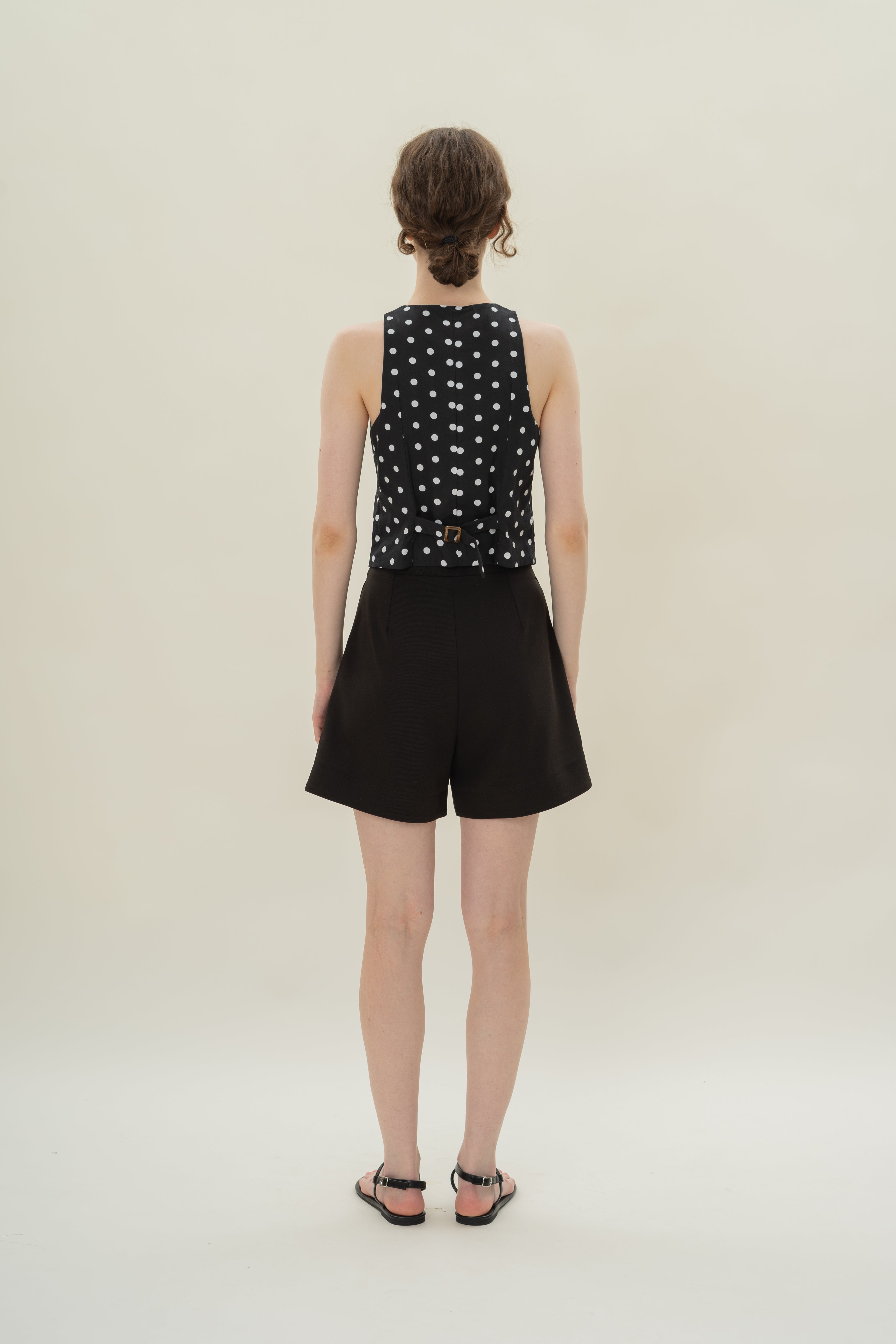 Cotton Halter Padded Waistcoat in Polka Dot