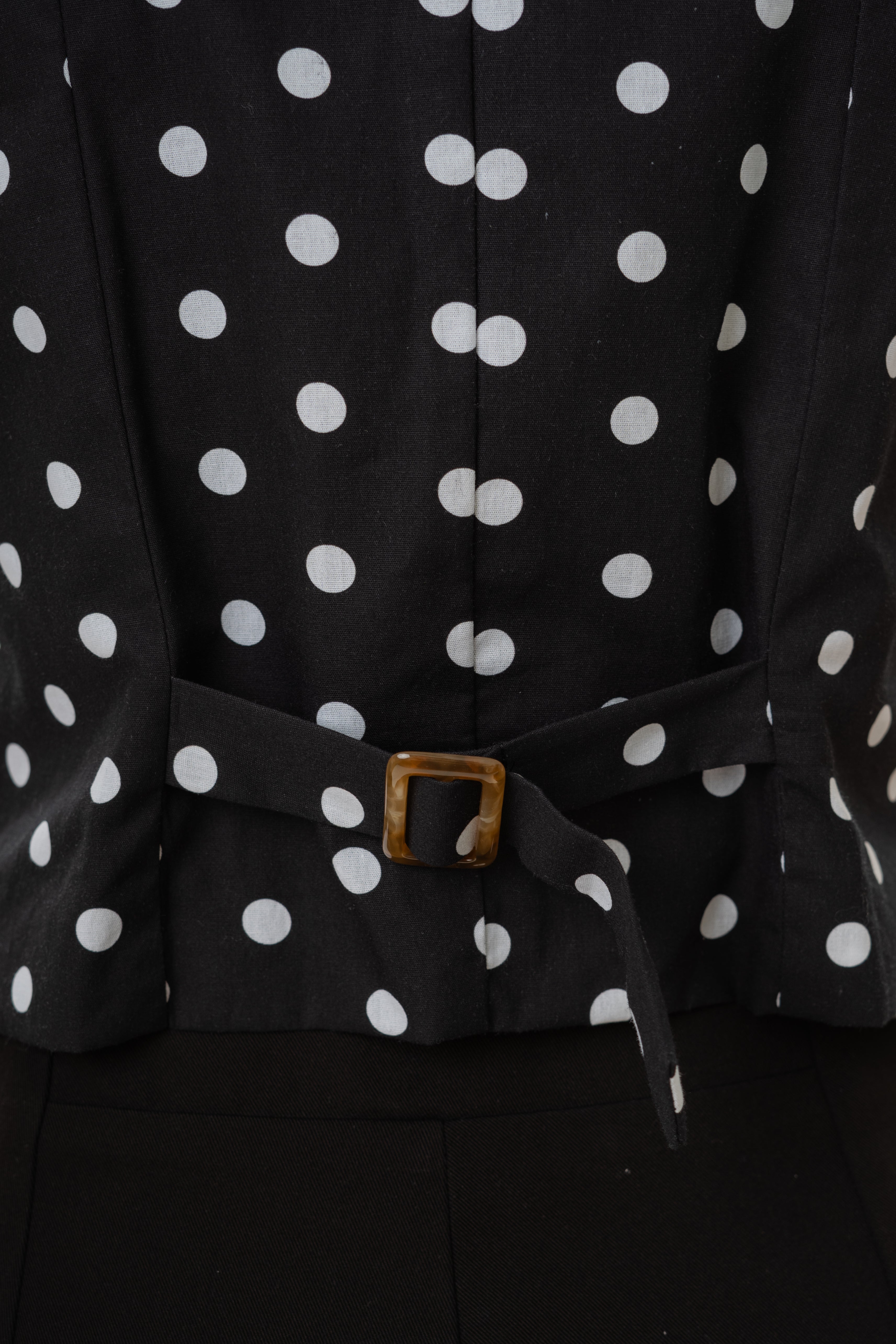 Cotton Halter Padded Waistcoat in Polka Dot