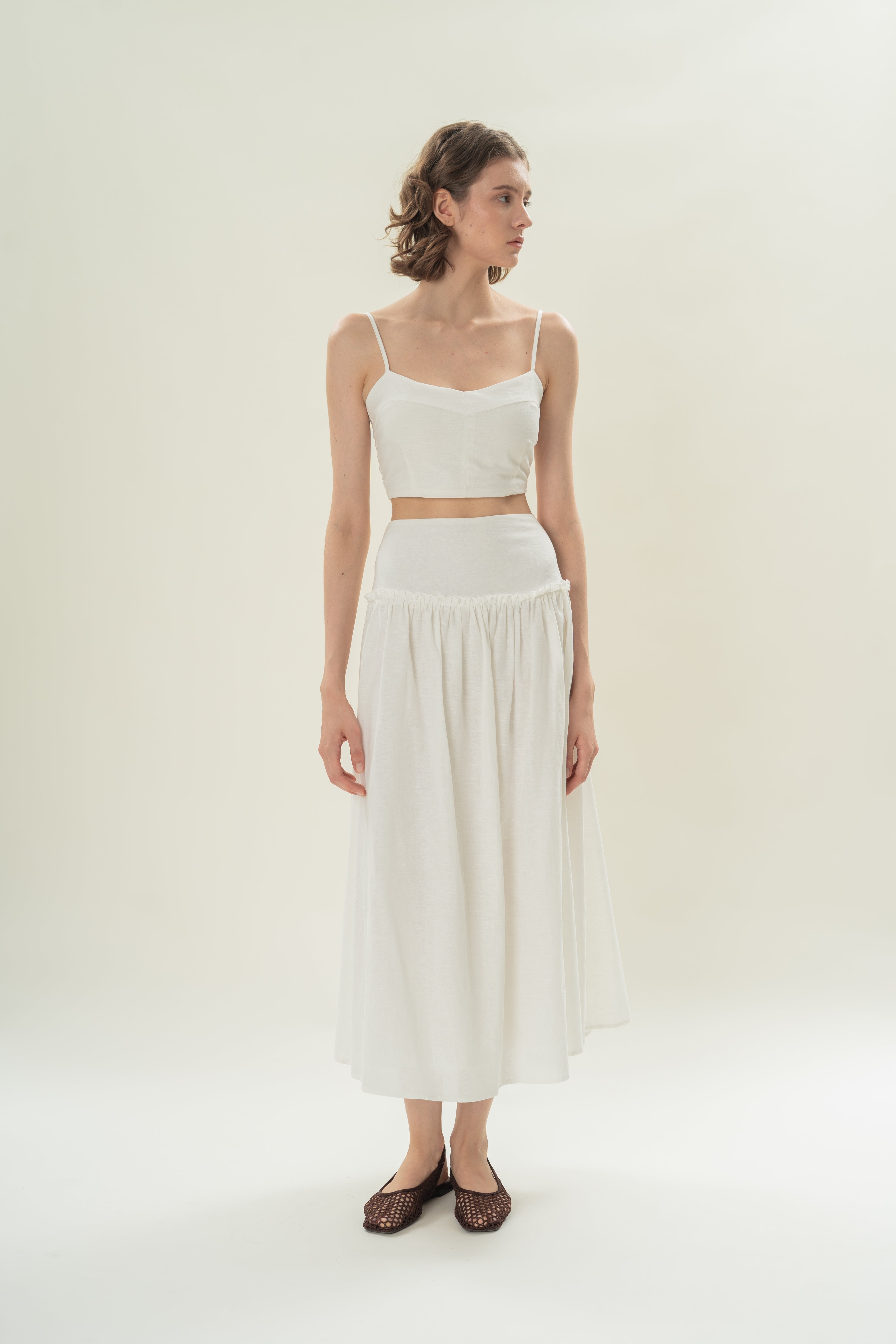 Padded Bustier Cropped Tank in White