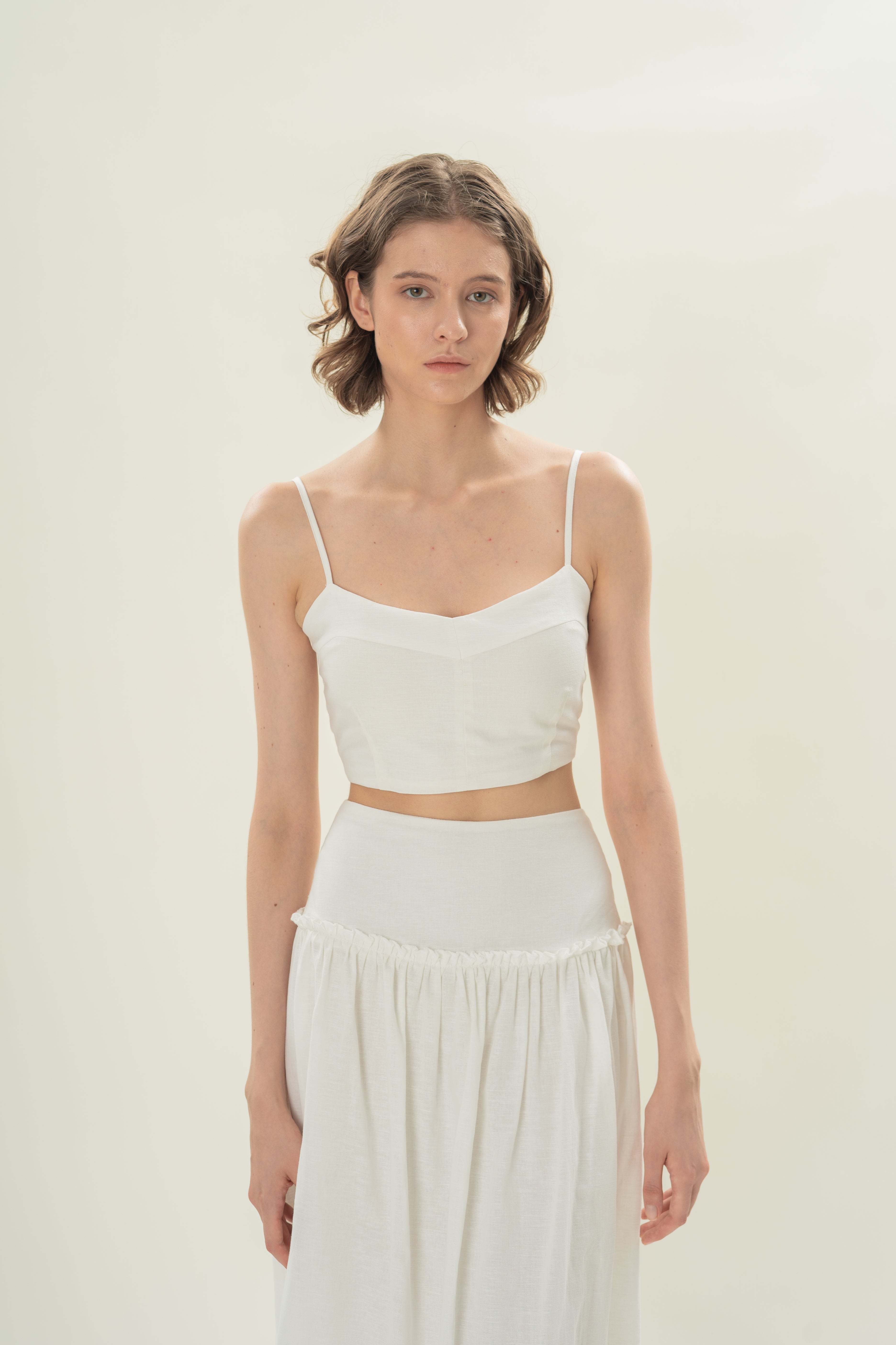 Padded Bustier Cropped Tank in White