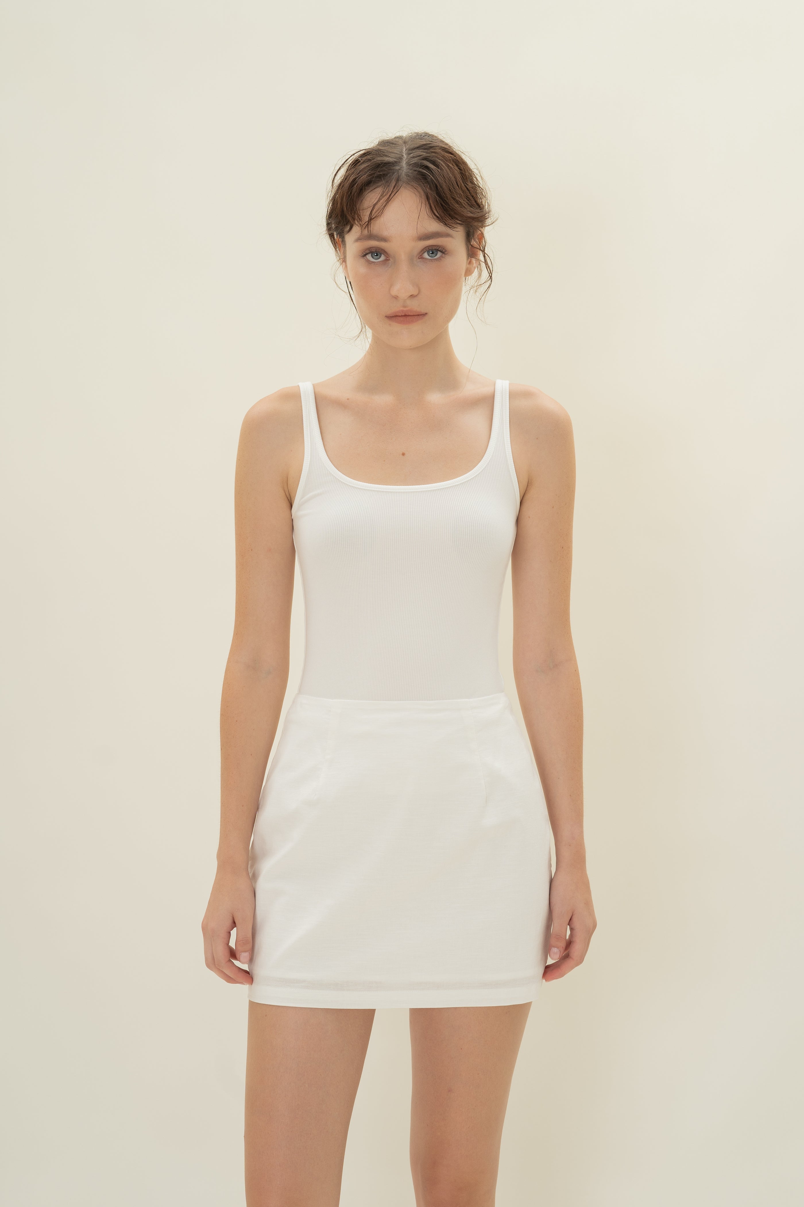 Linen Mini Skirt in White