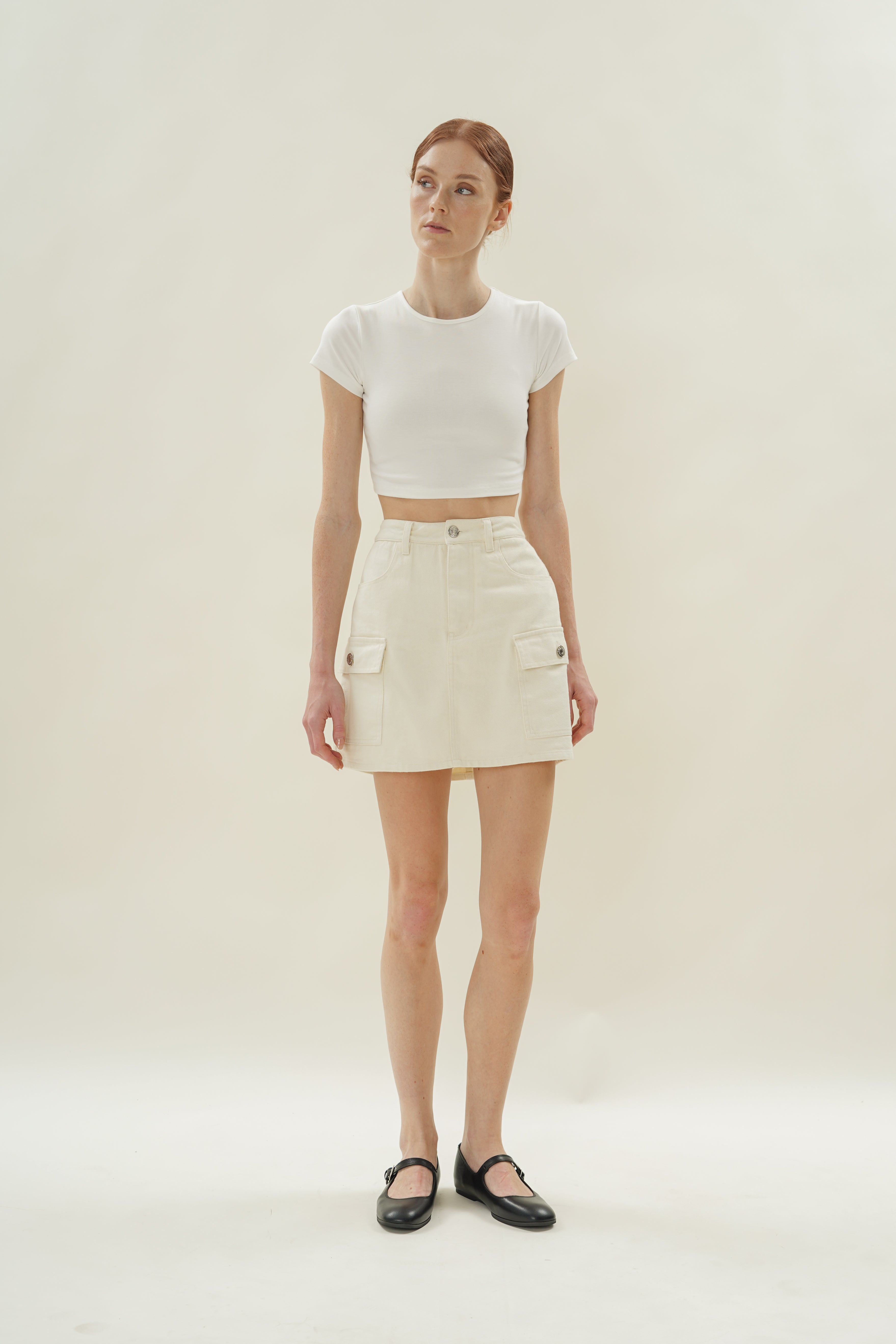 Denim Skort in Natural