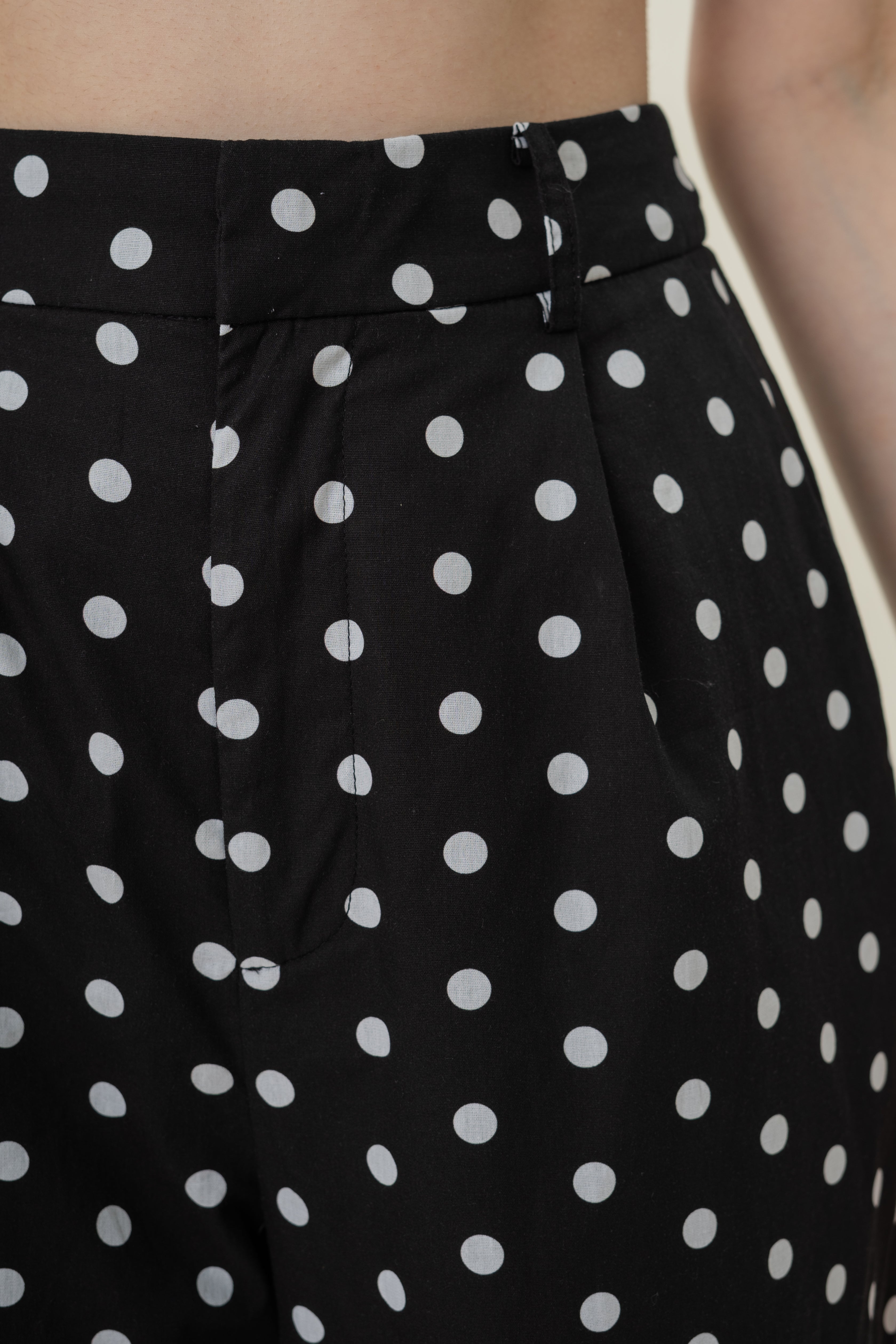Cotton Straight Pants in Polka Dot
