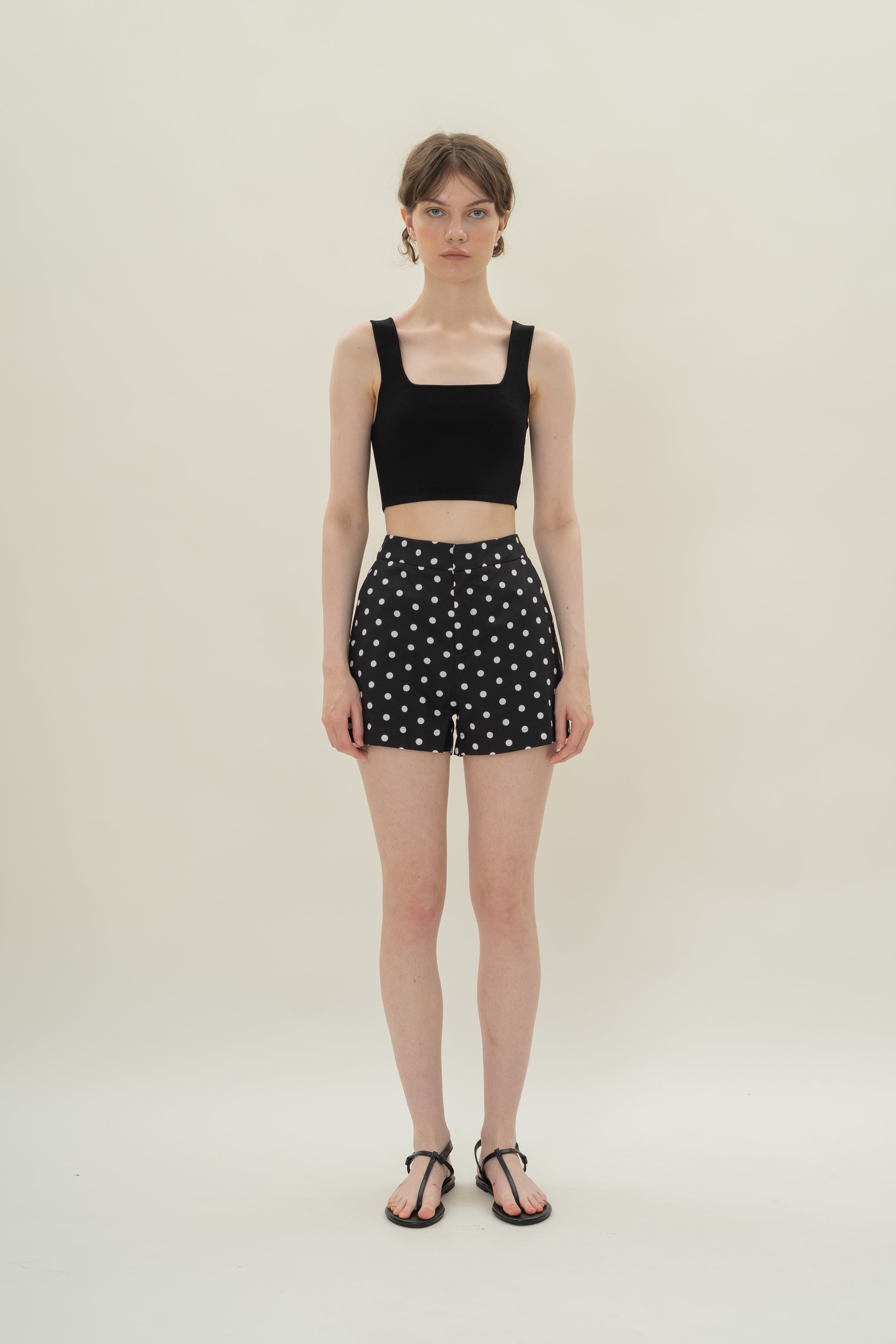 Relaxed Cotton Shorts in Polka Dot