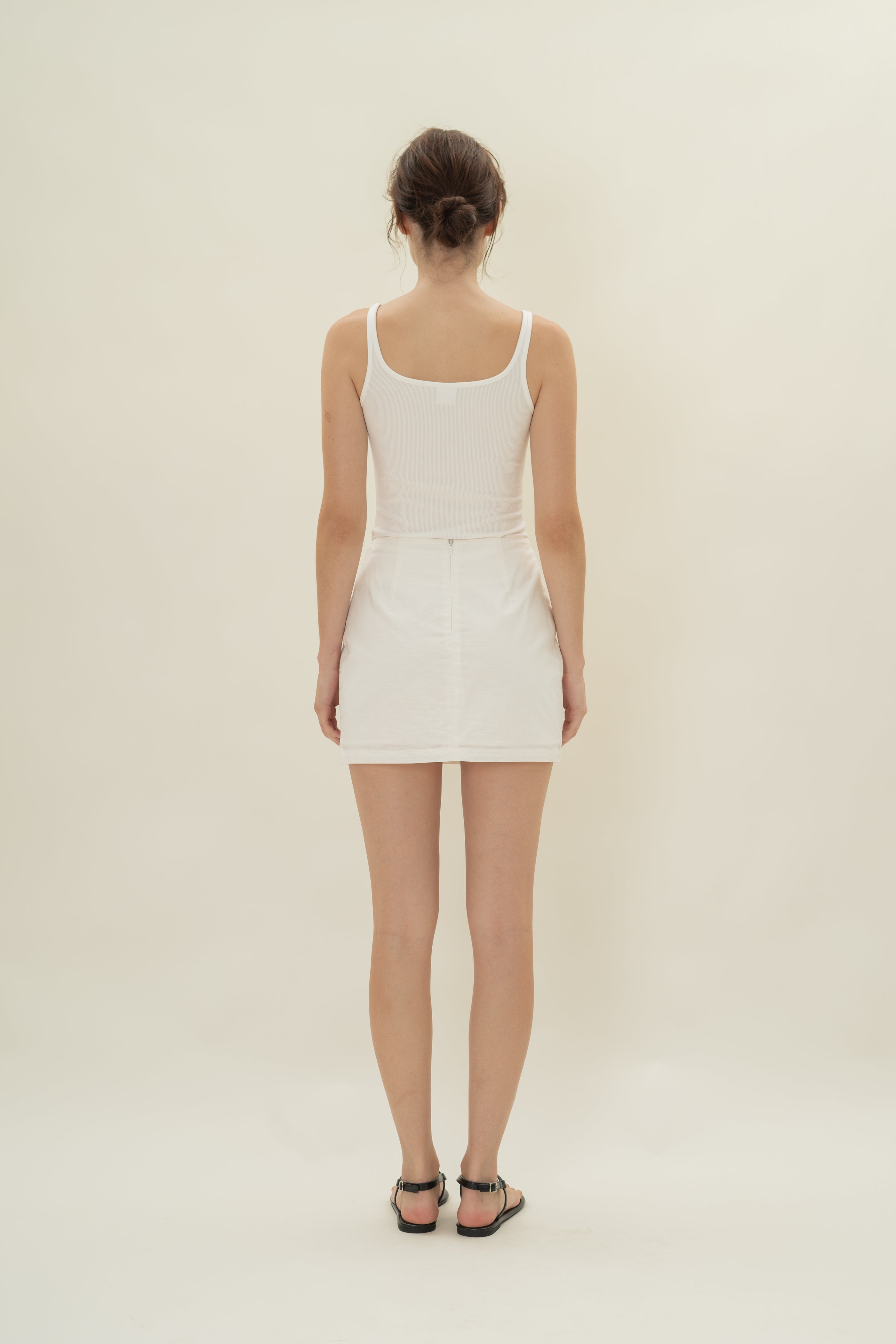 Linen Mini Skirt in White