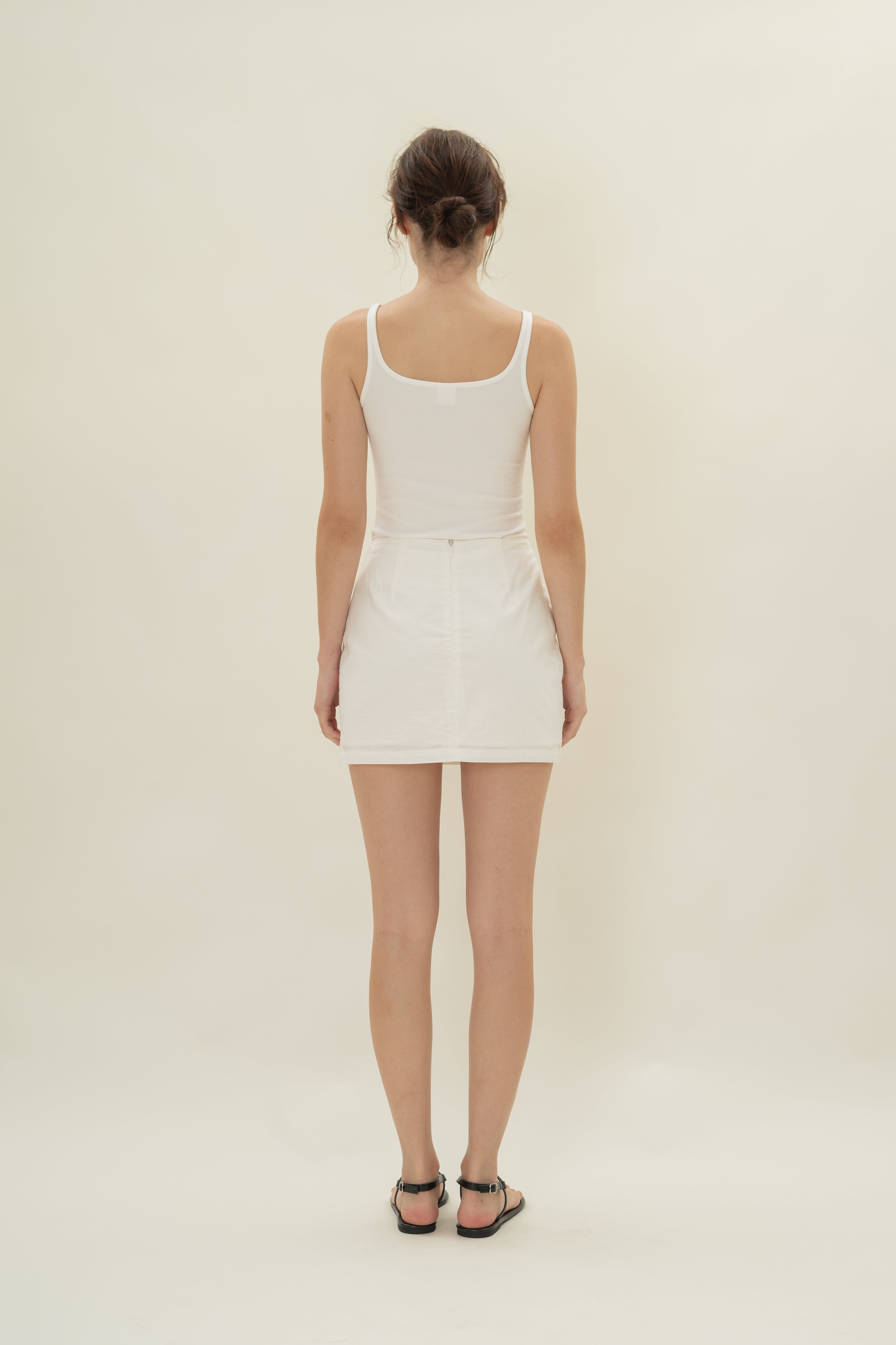 Linen Mini Skirt in White