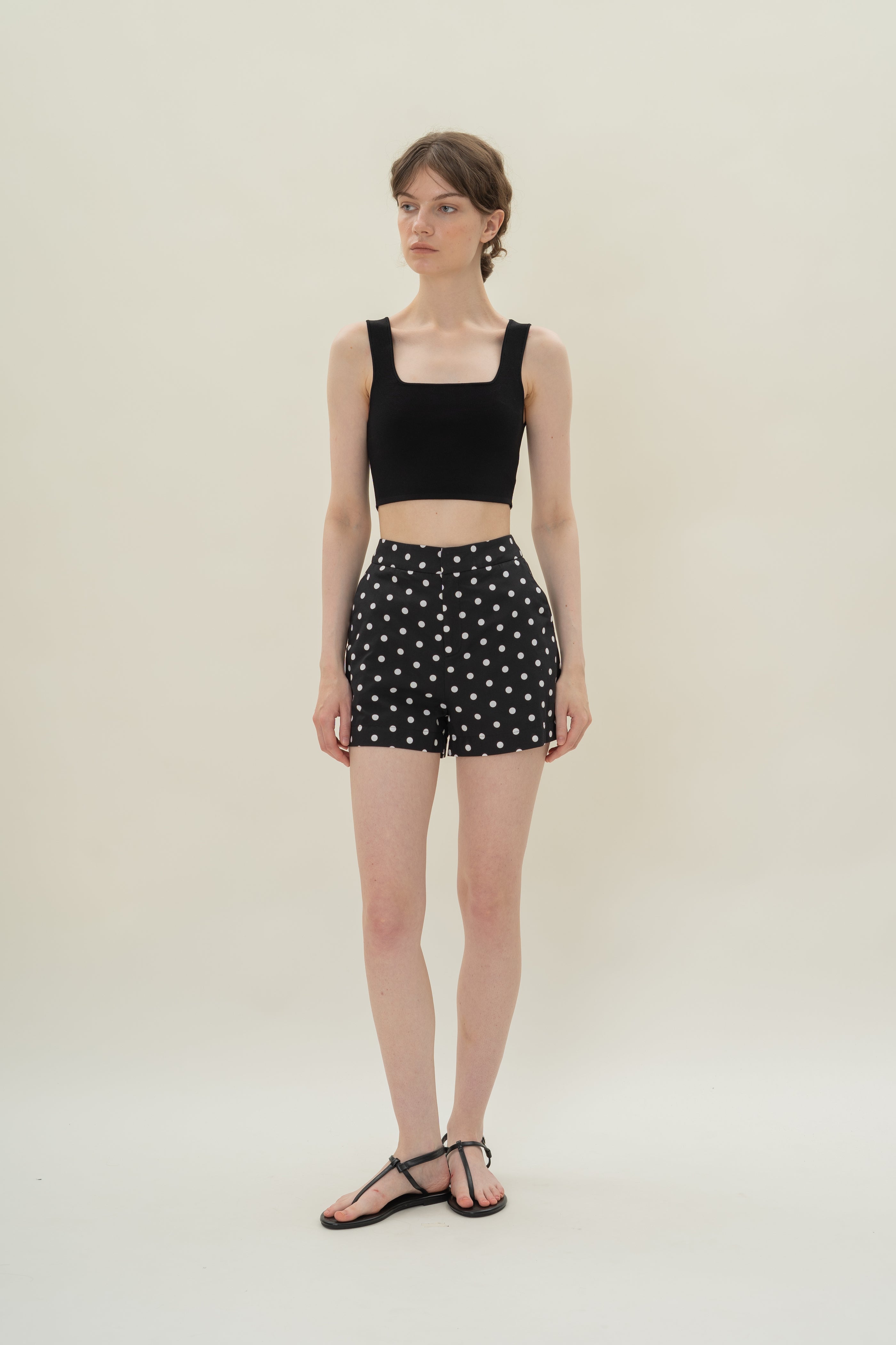 Relaxed Cotton Shorts in Polka Dot