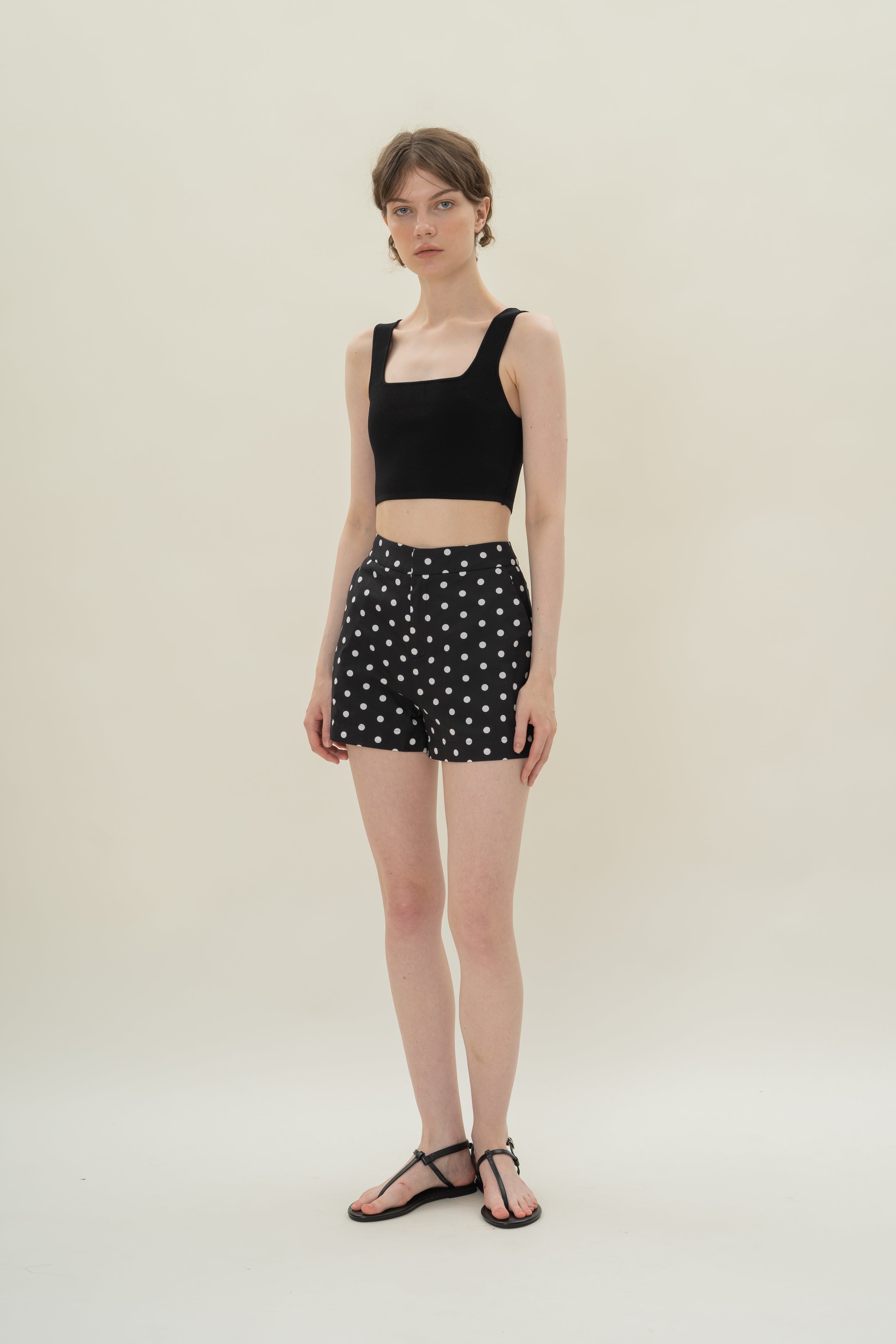 Relaxed Cotton Shorts in Polka Dot