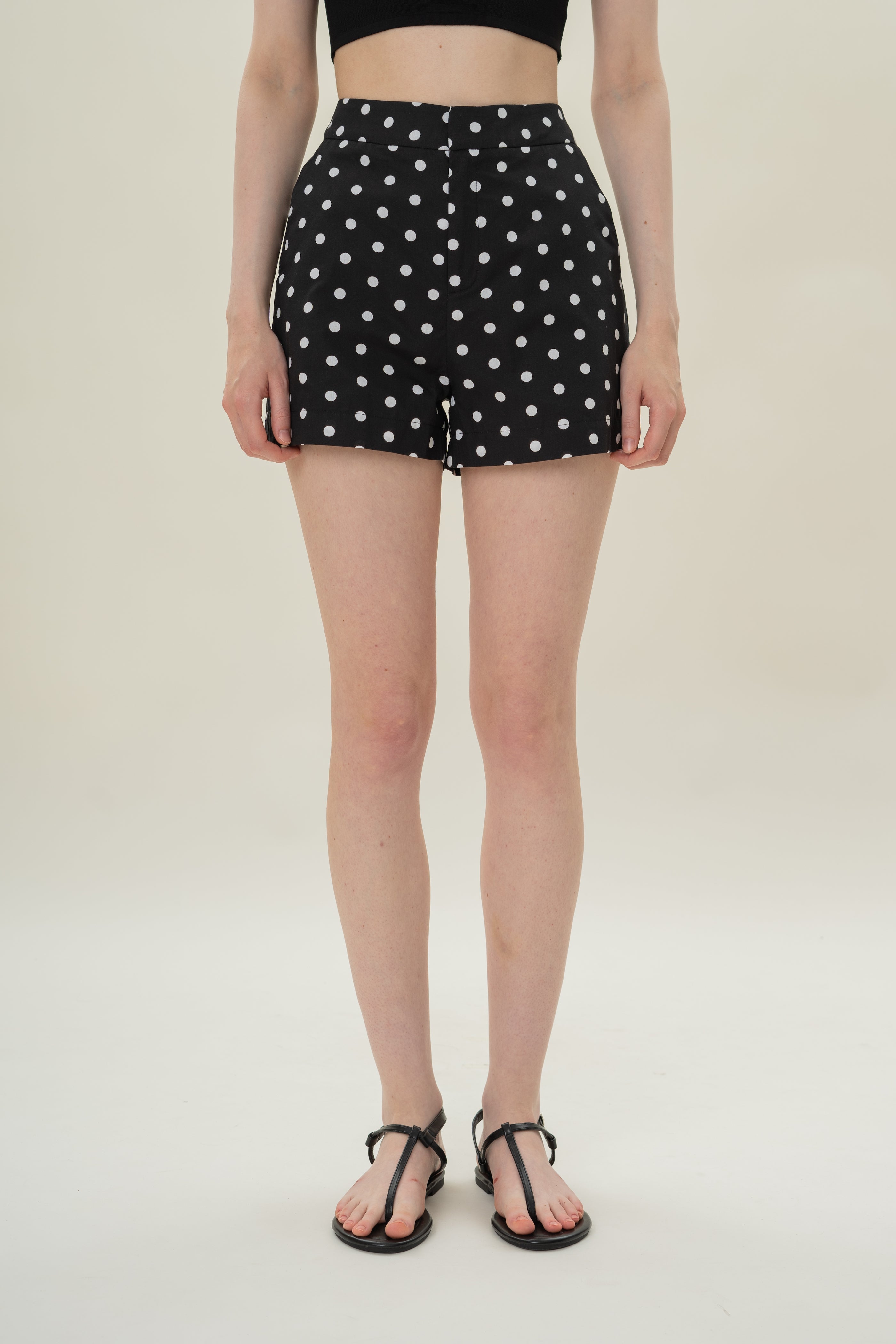 Relaxed Cotton Shorts in Polka Dot