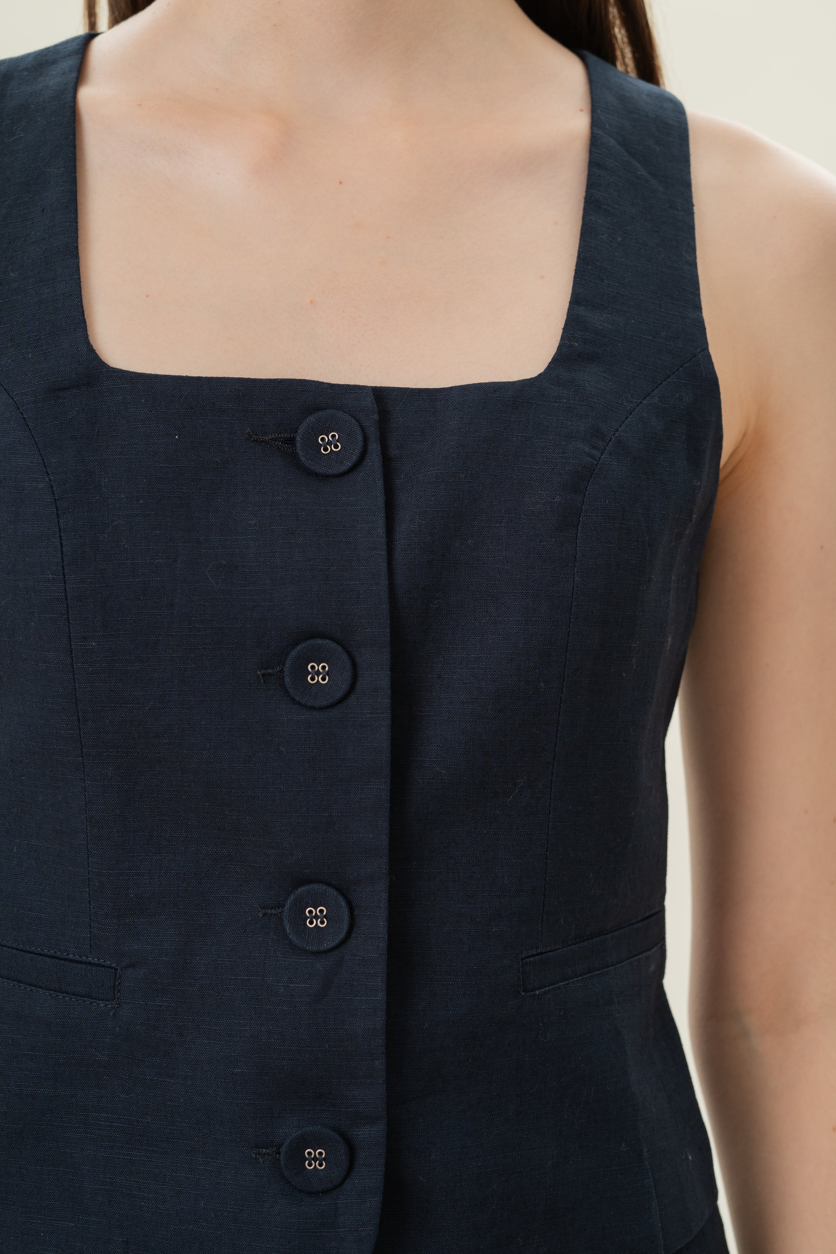 Straight Neck Waistcoat in Midnight