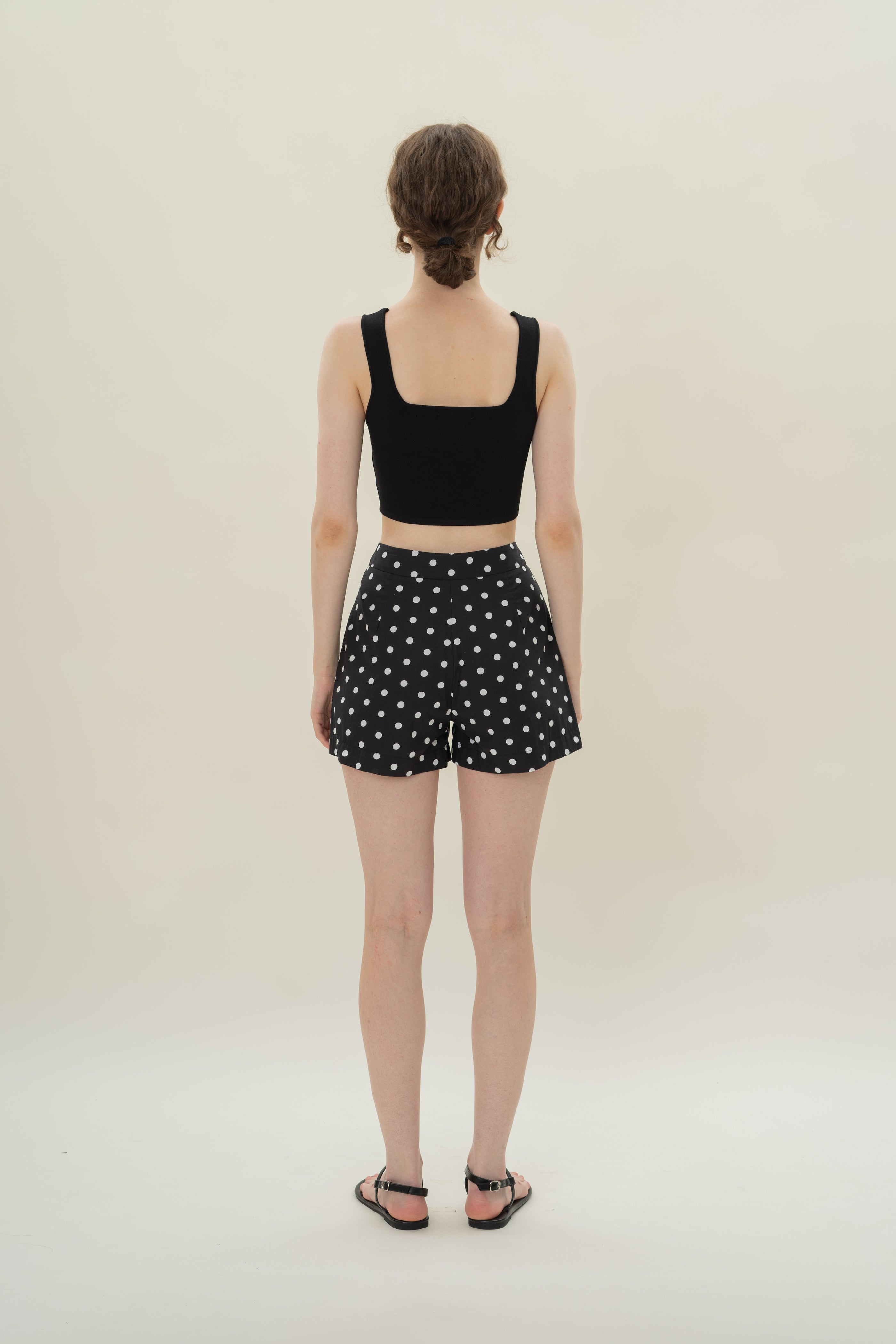 Relaxed Cotton Shorts in Polka Dot