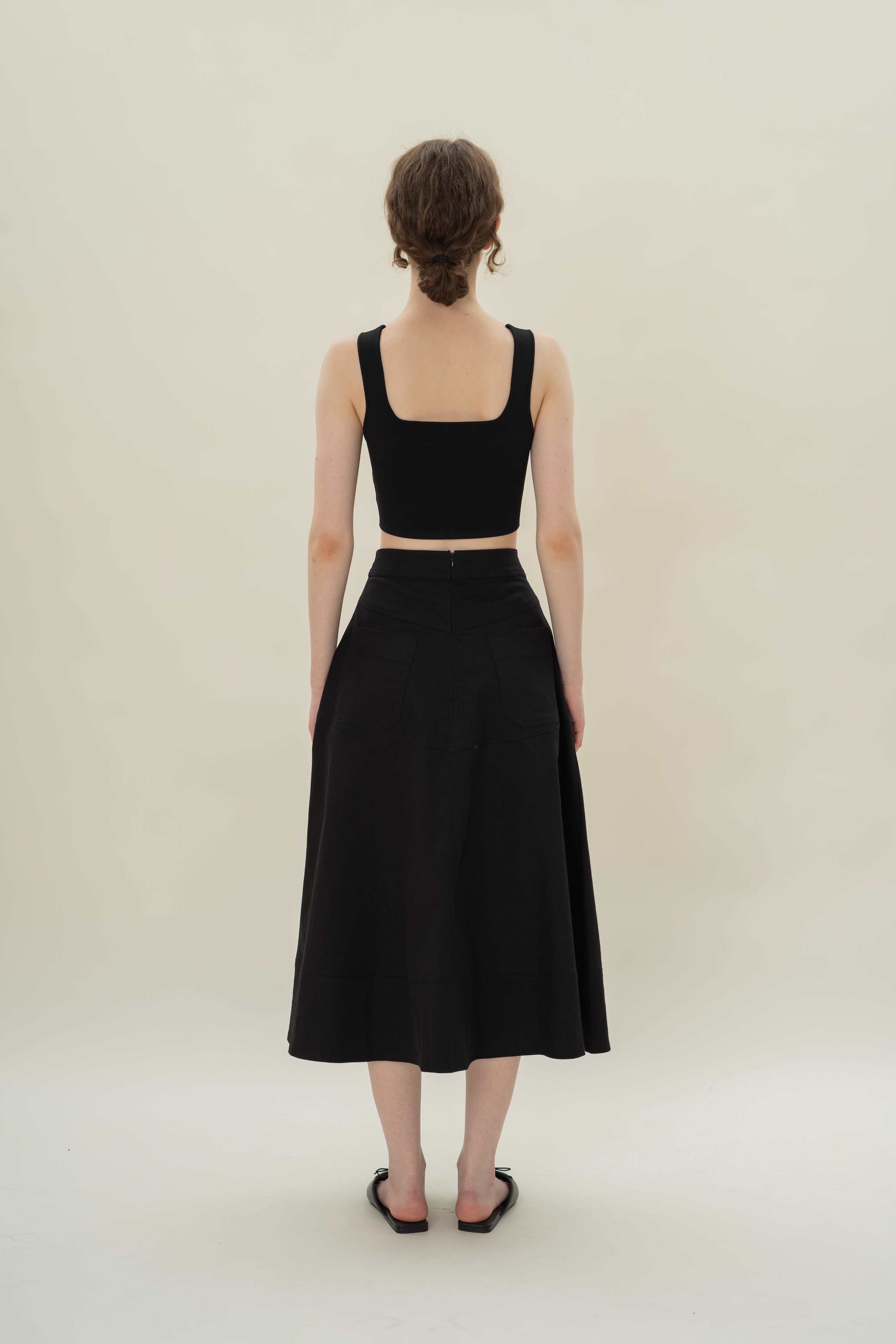 A-line Skirt with Seam Detailing in Black