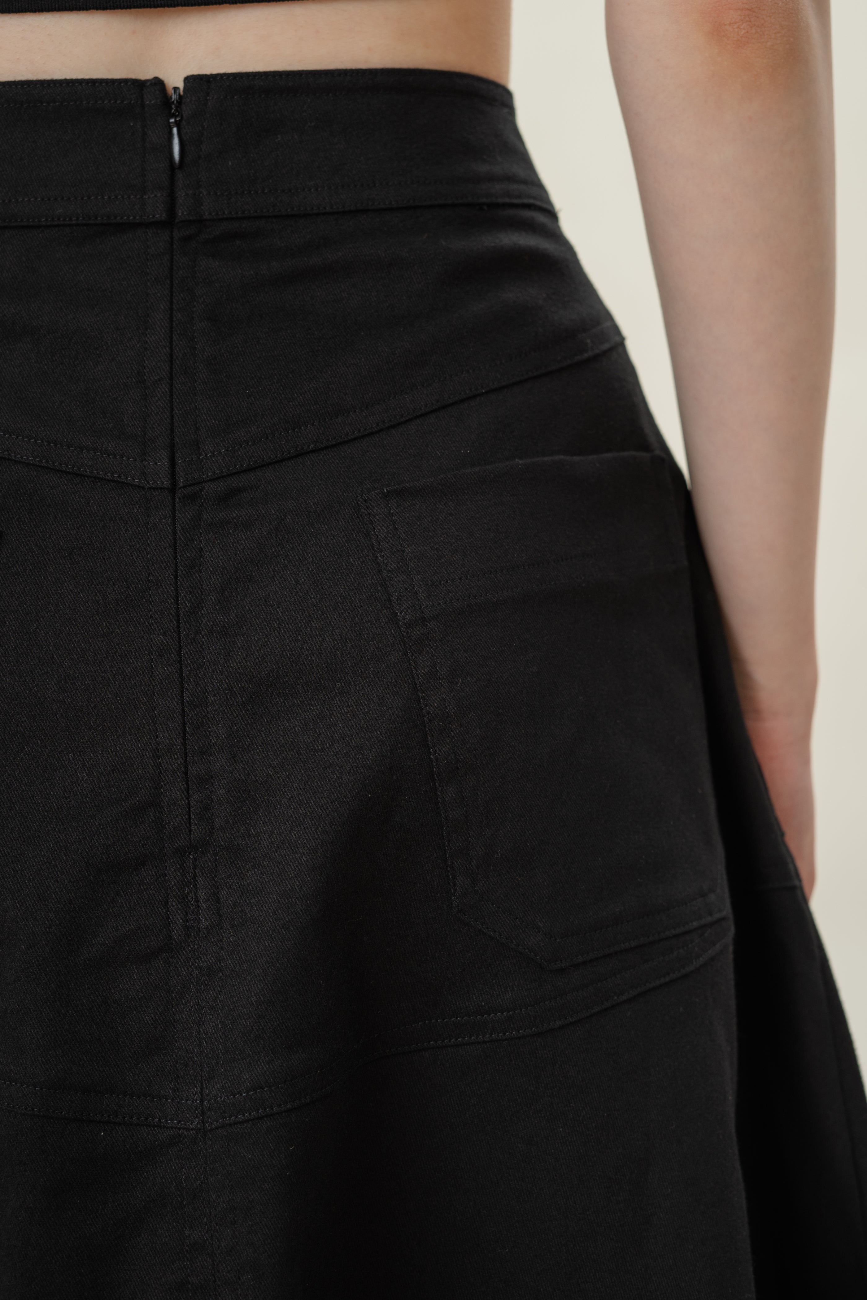 A-line Skirt with Seam Detailing in Black