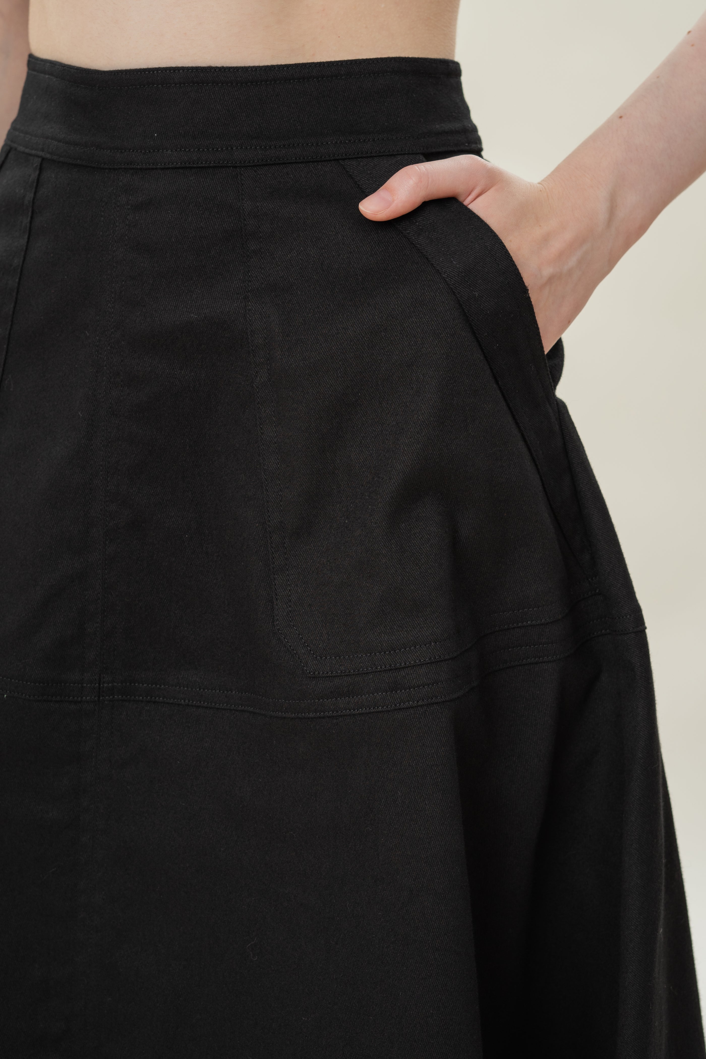 A-line Skirt with Seam Detailing in Black