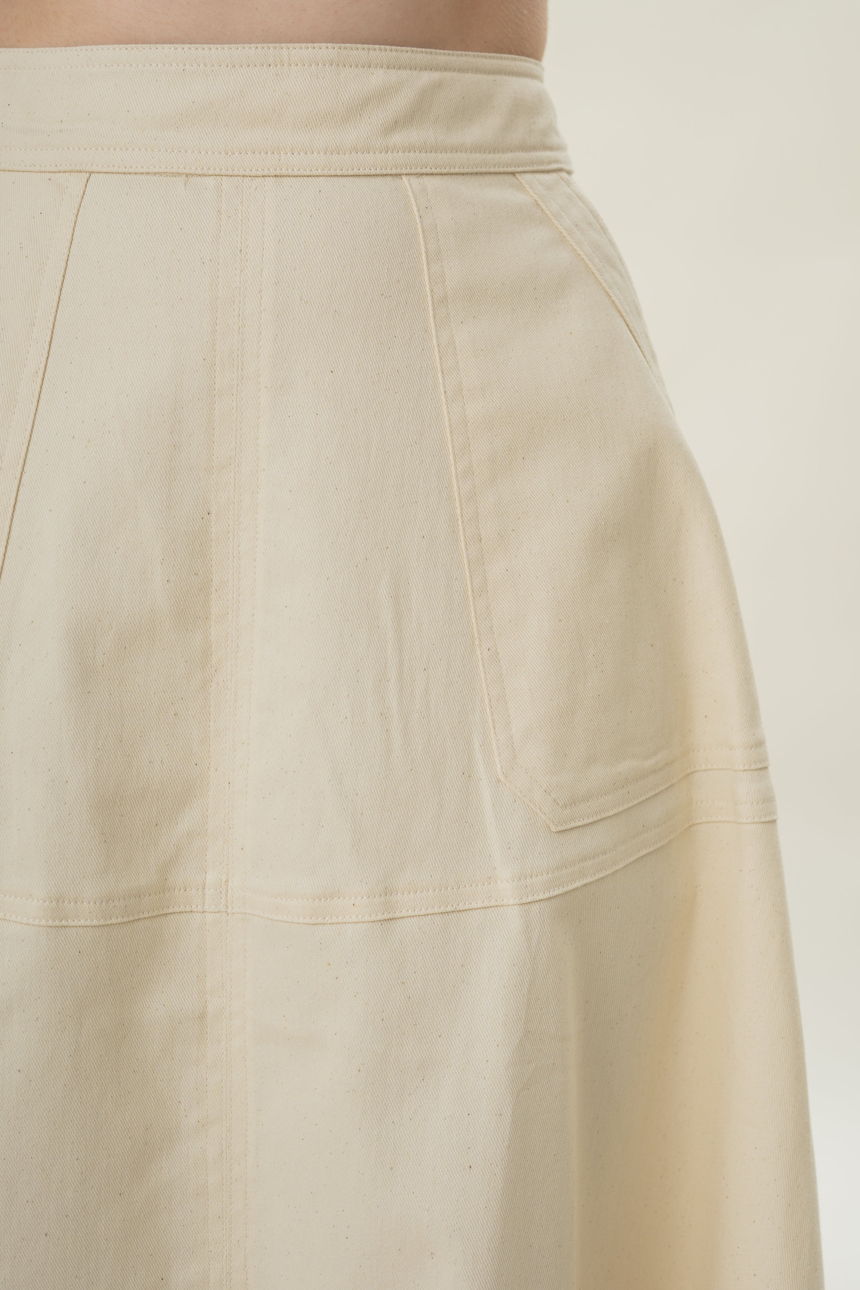 A-line Skirt with Seam Detailing in Natural