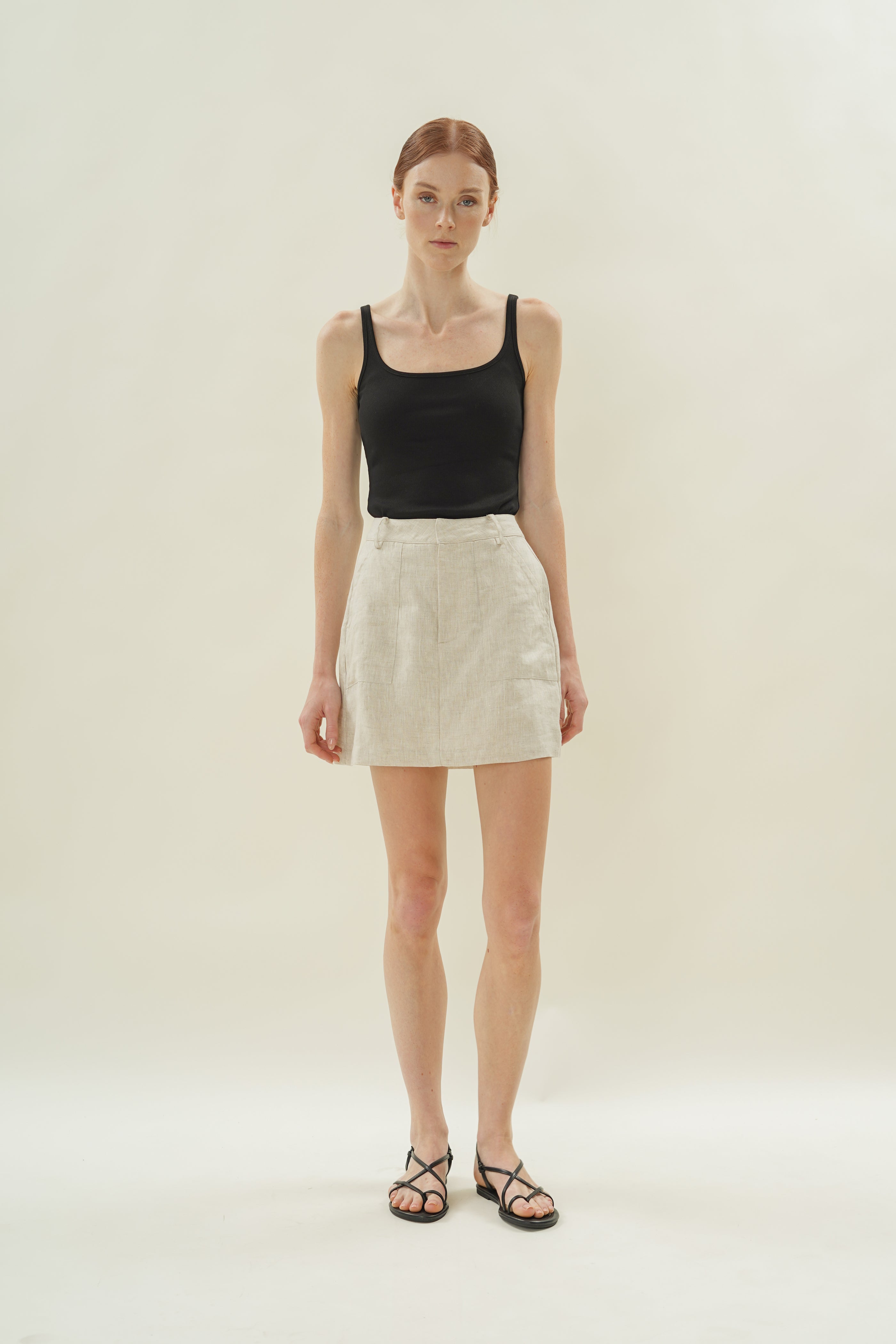 Linen Skort in Natural