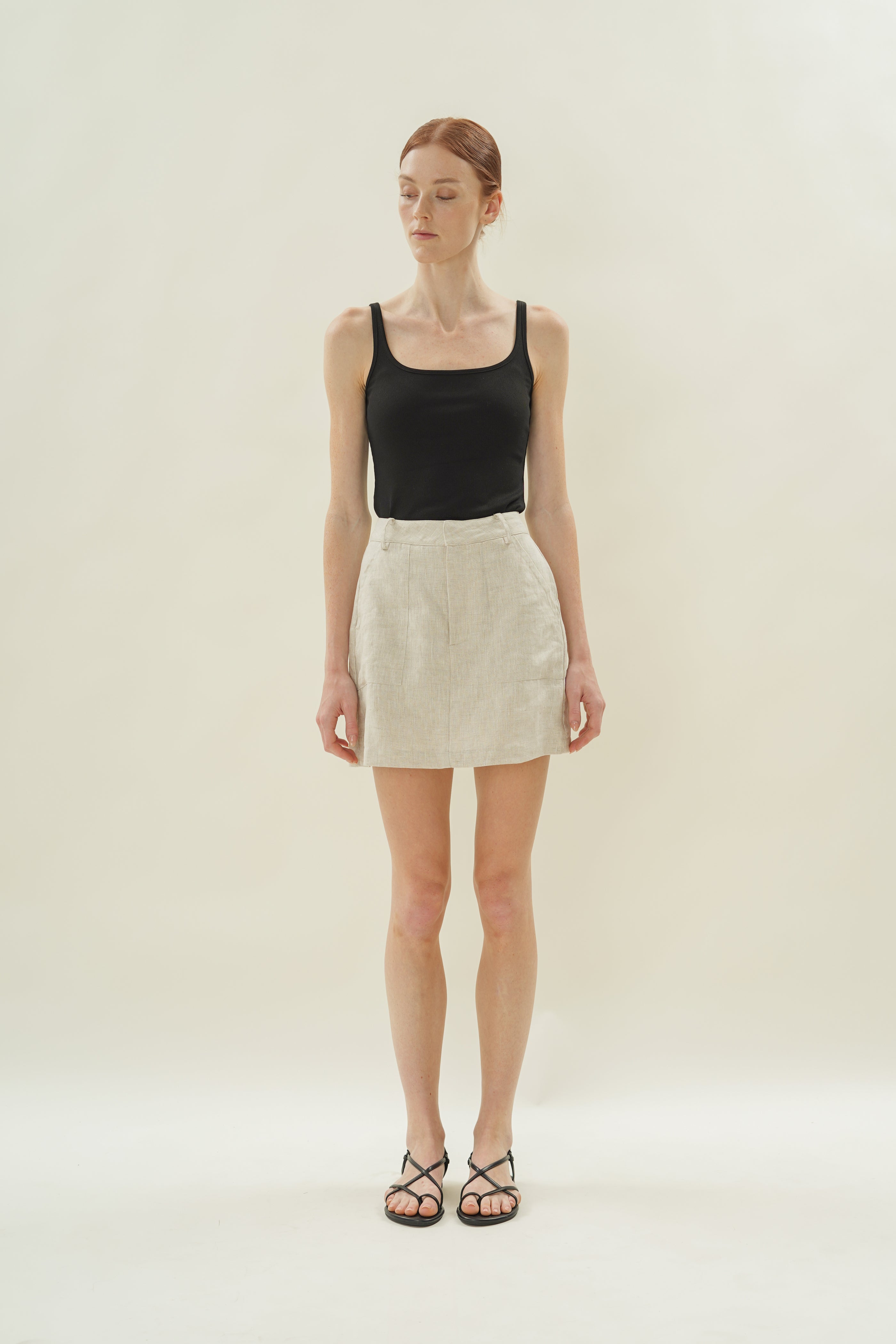 Linen Skort in Natural