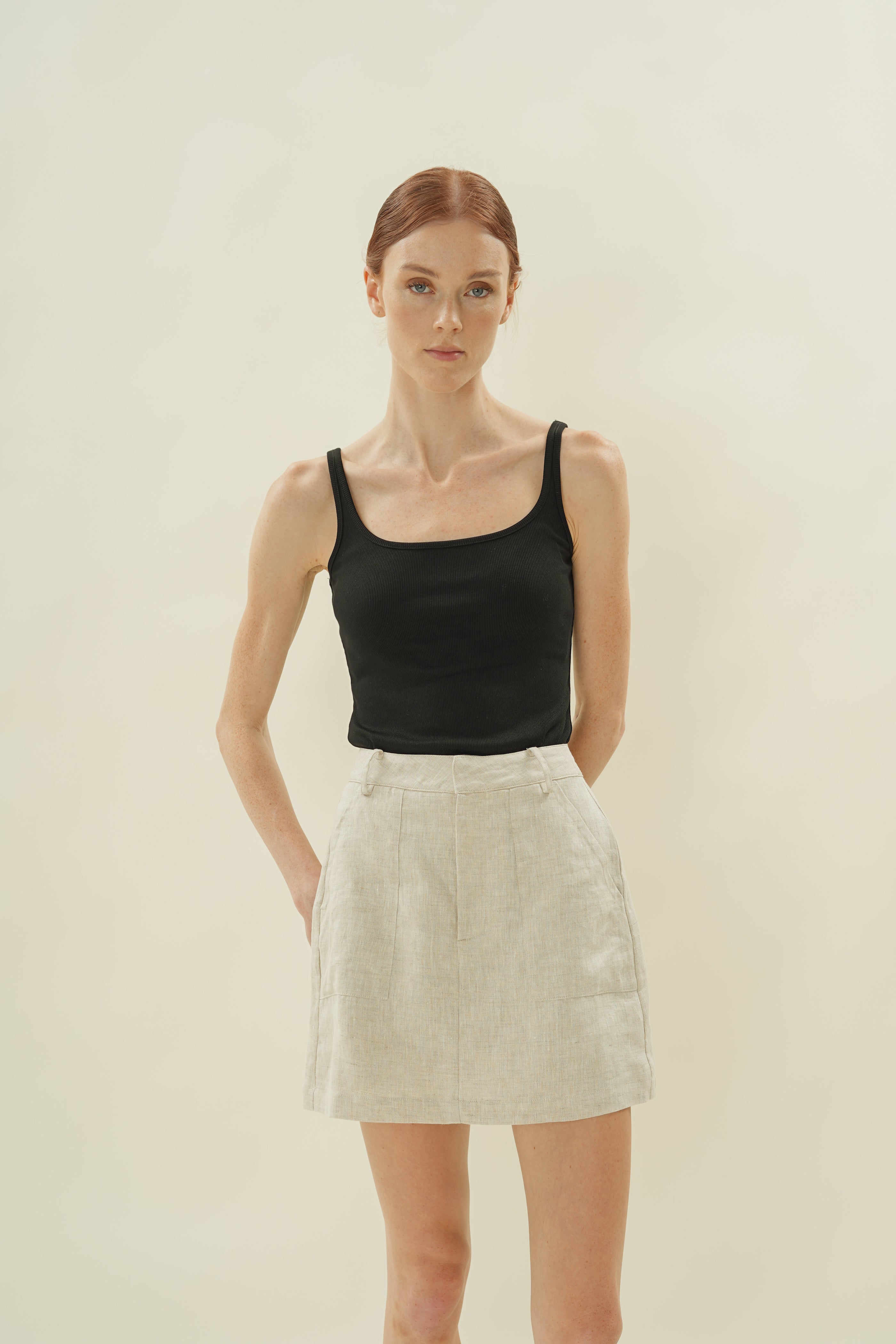 Linen Skort in Natural