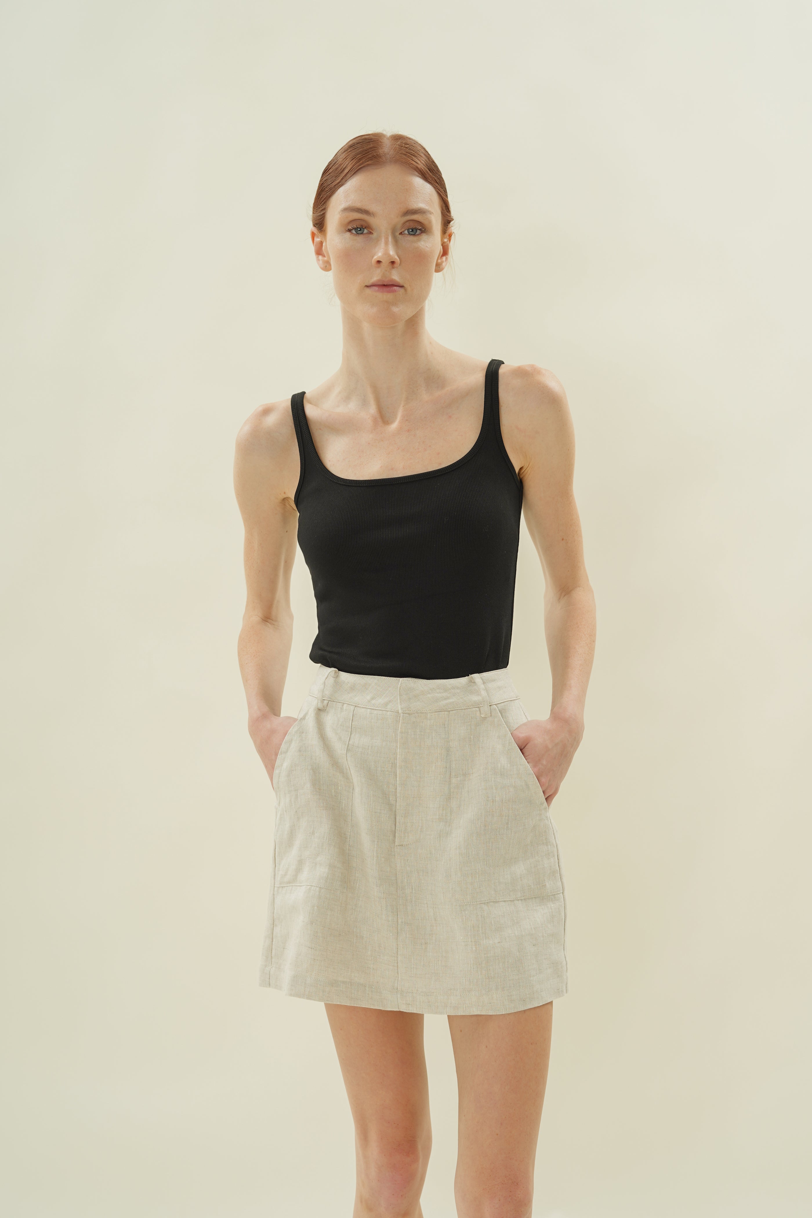 Linen Skort in Natural