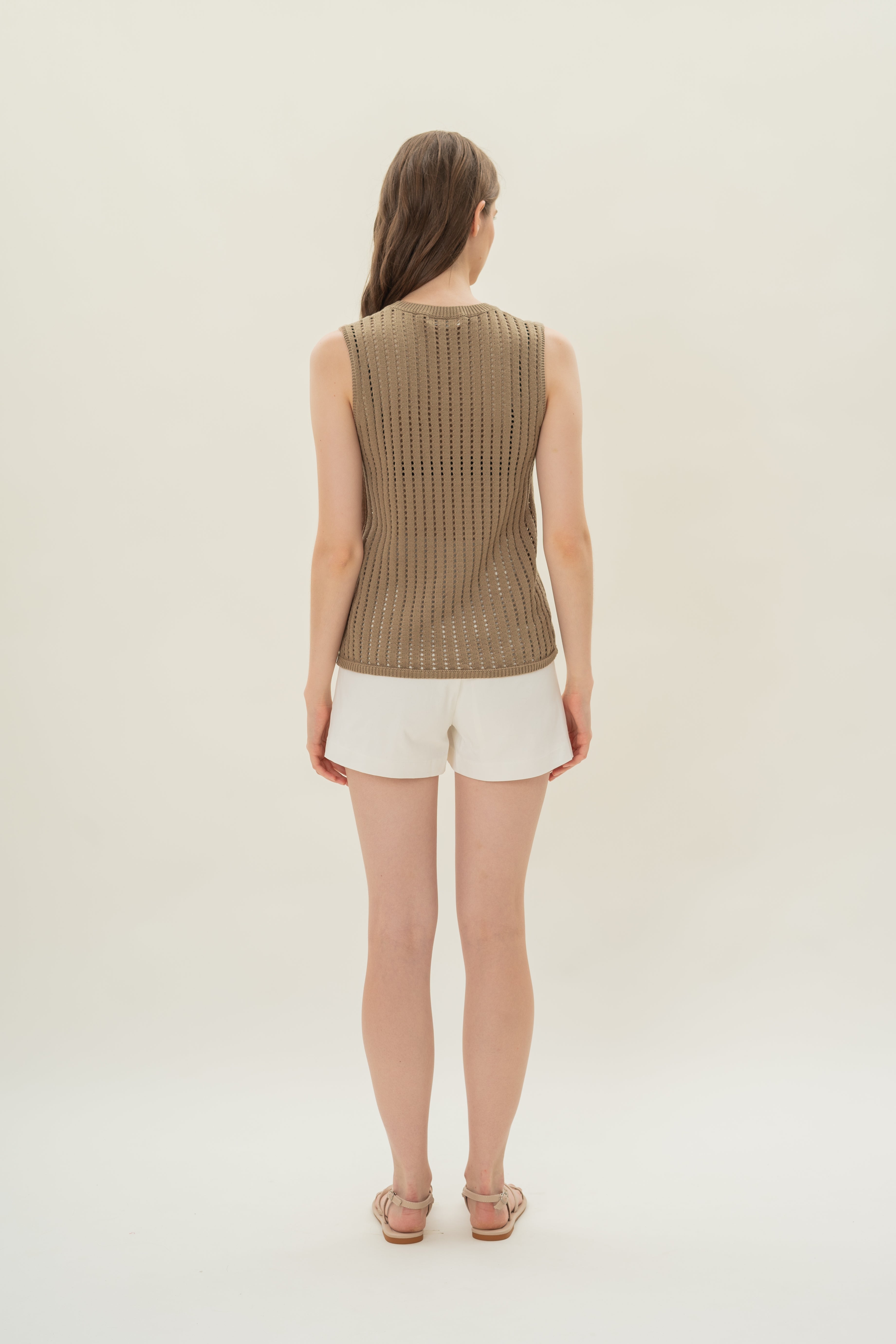 Open Knit Sleeveless Top in Ash