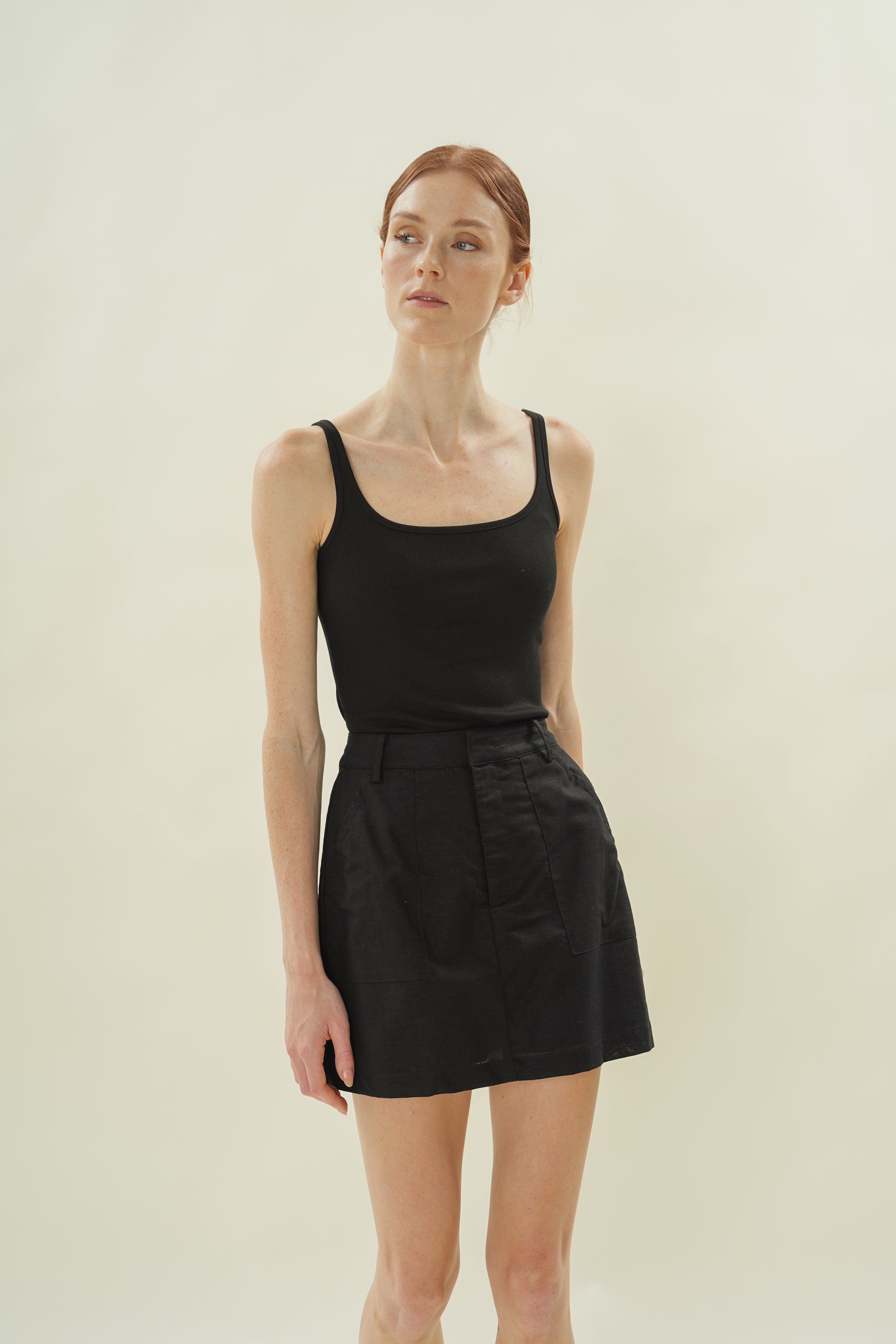 Linen Skort in Black
