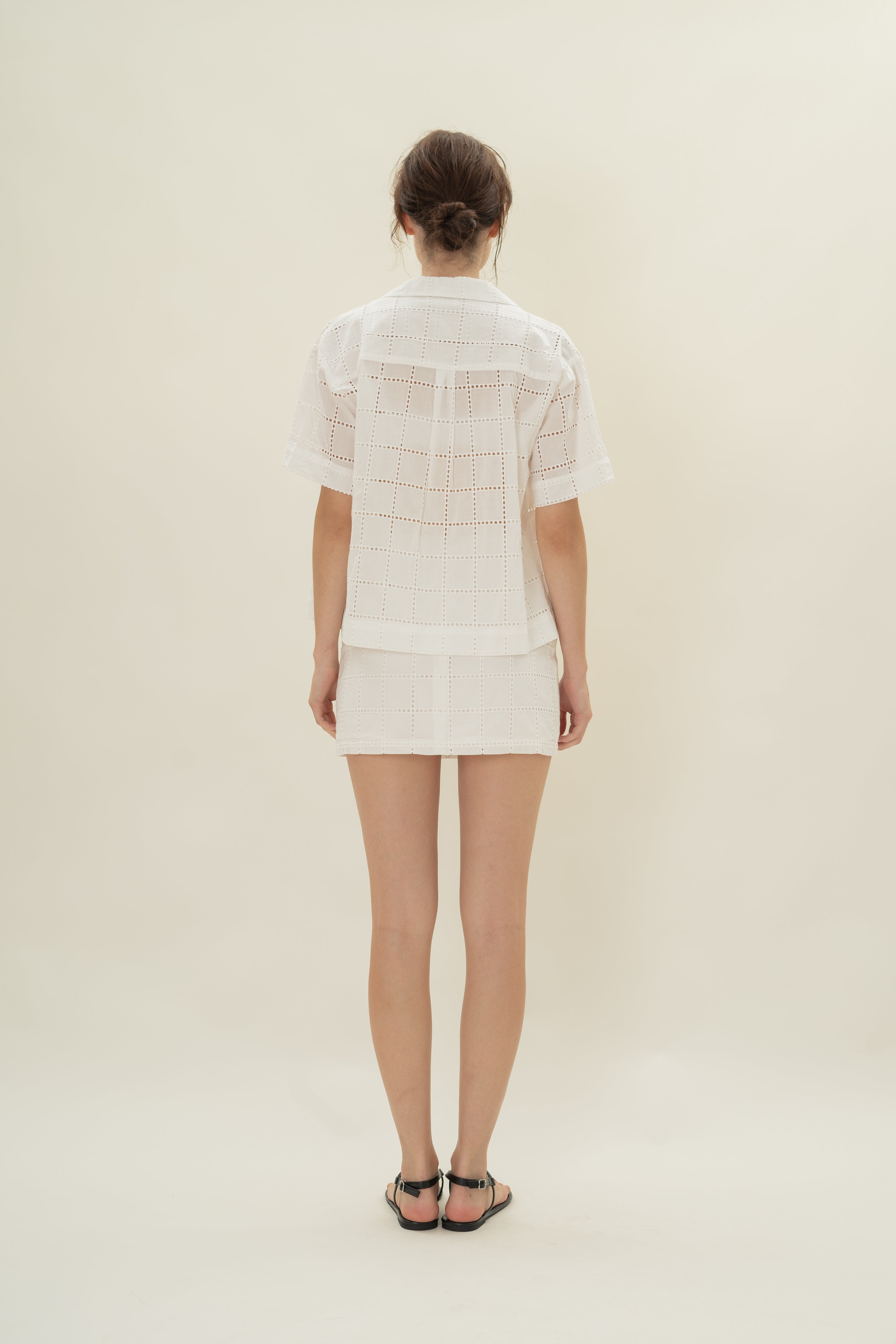 Cruise Short Sleeved Shirt in Square Broderie