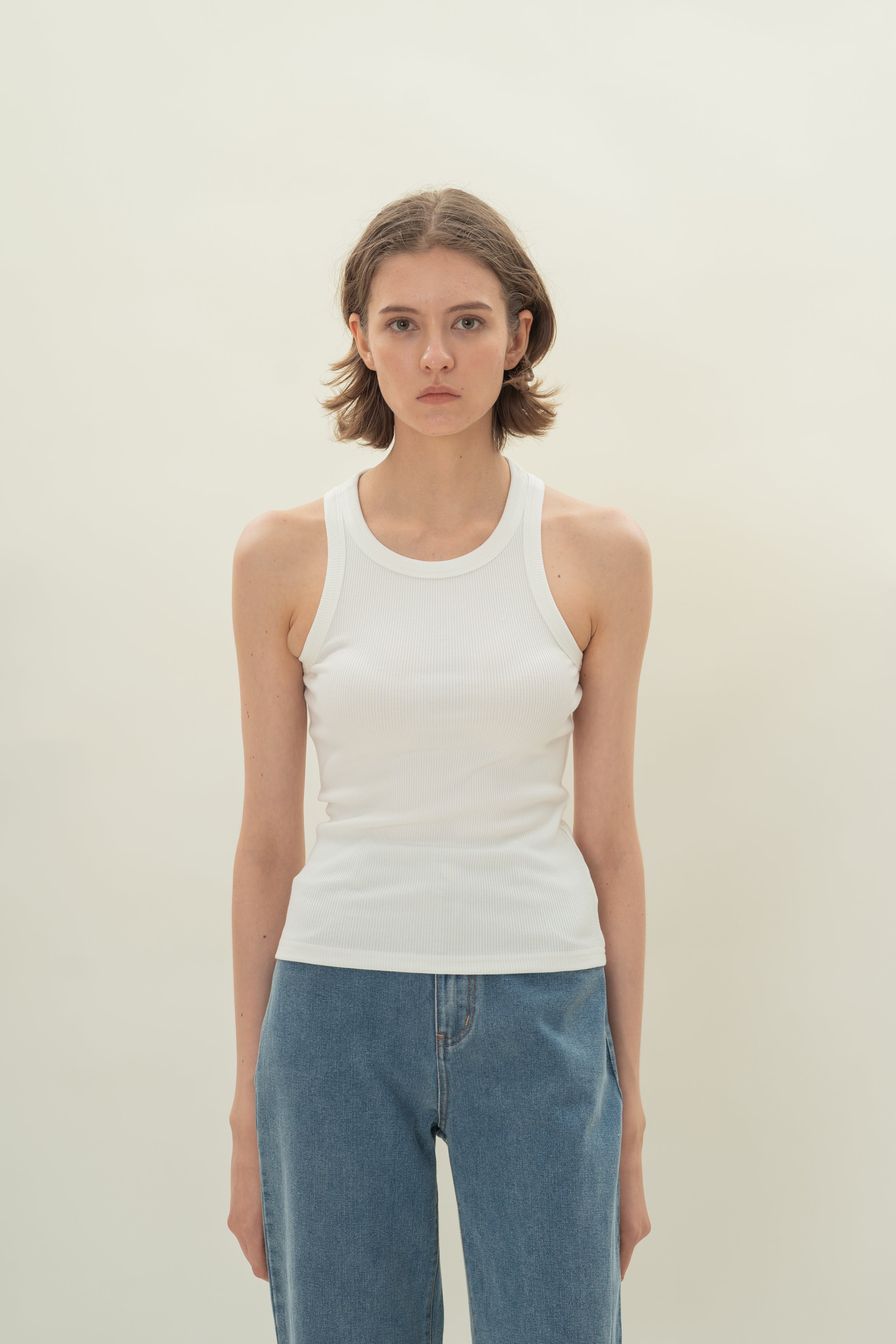 Curved Rib Tank in White