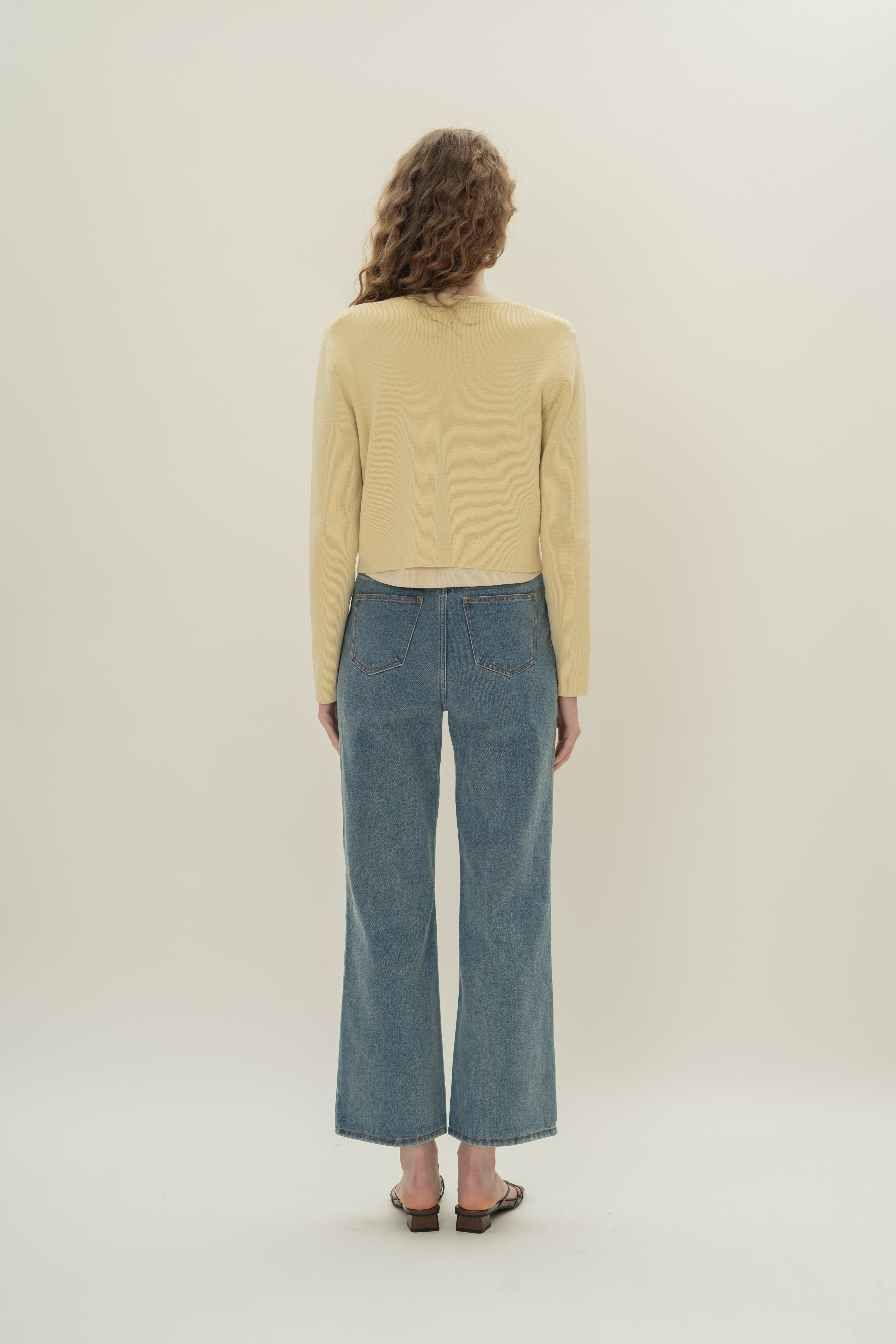 Round-Neck Knitted Cardigan in Souffle
