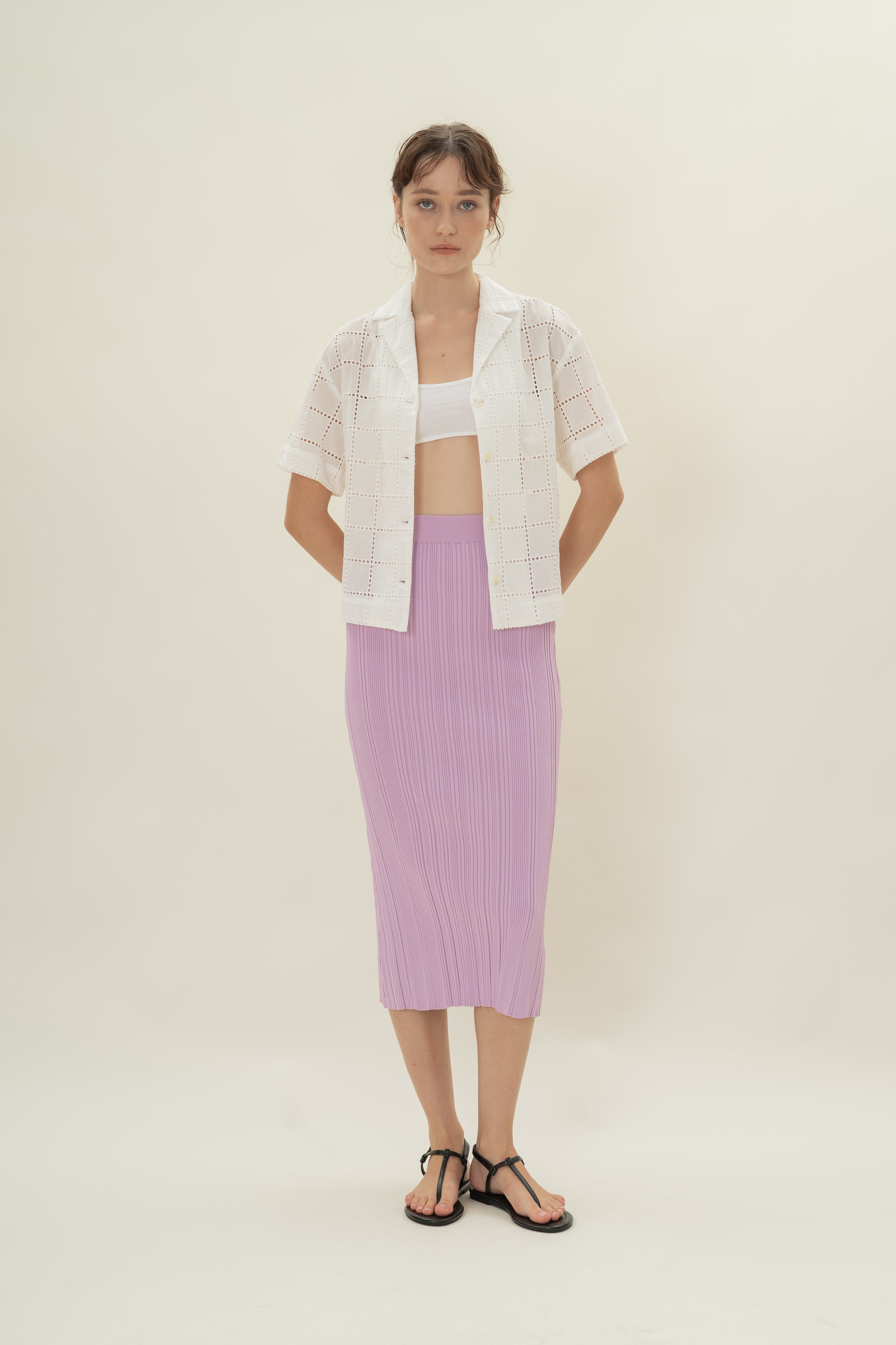 Column Knit Skirt in Lavender Mist