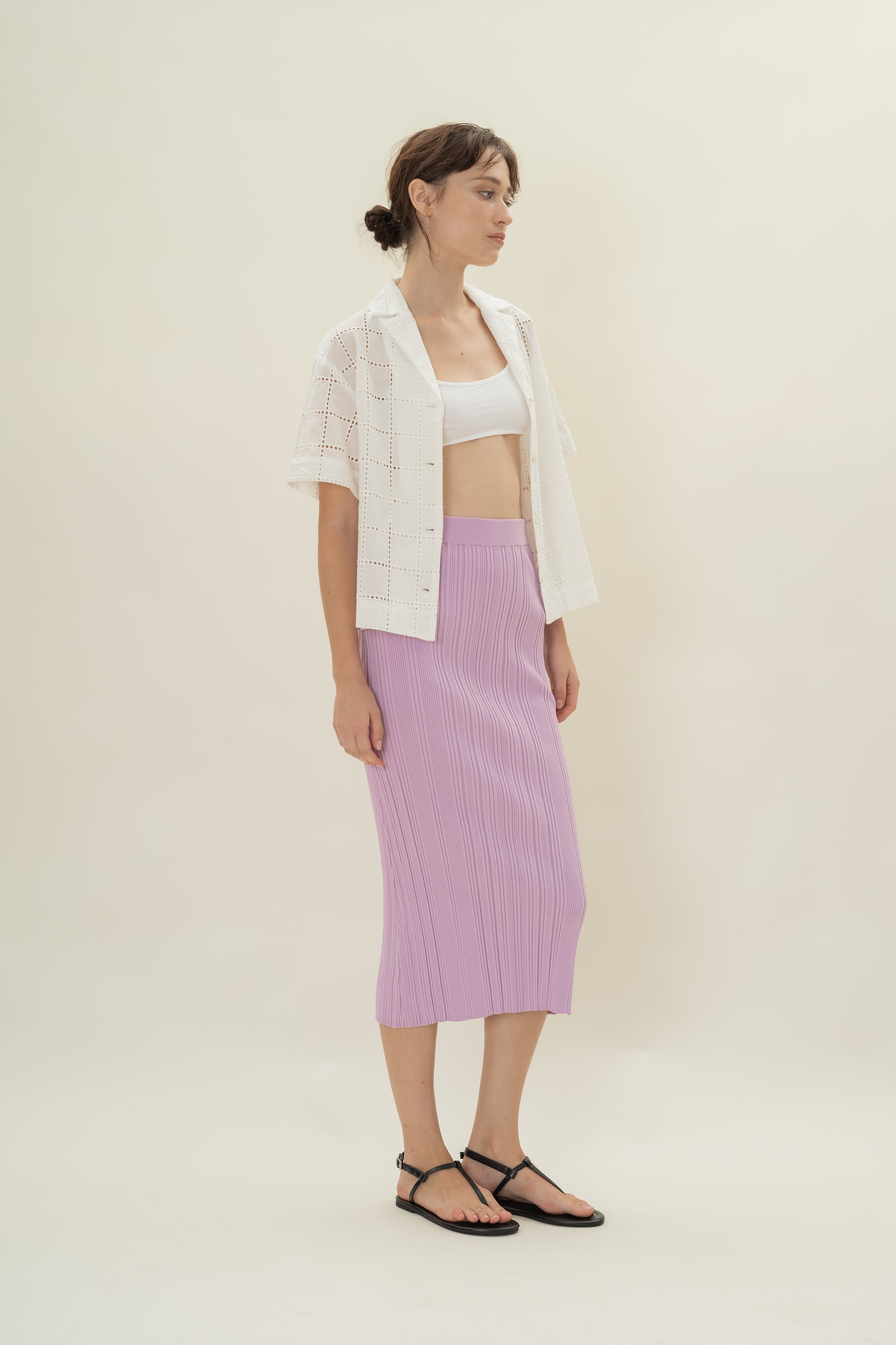 Column Knit Skirt in Lavender Mist