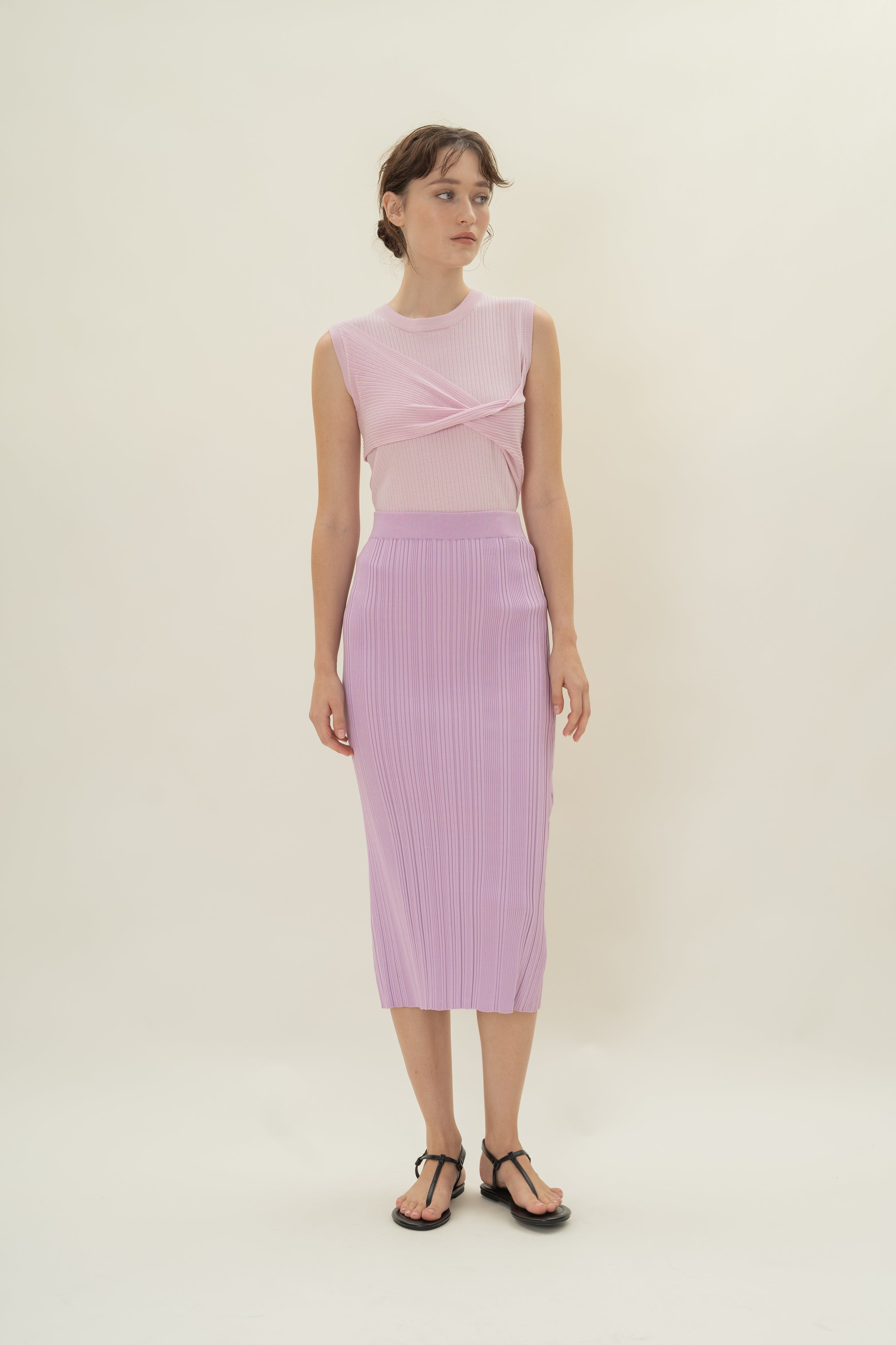 Twist Front Knit Top in Lavender Mist