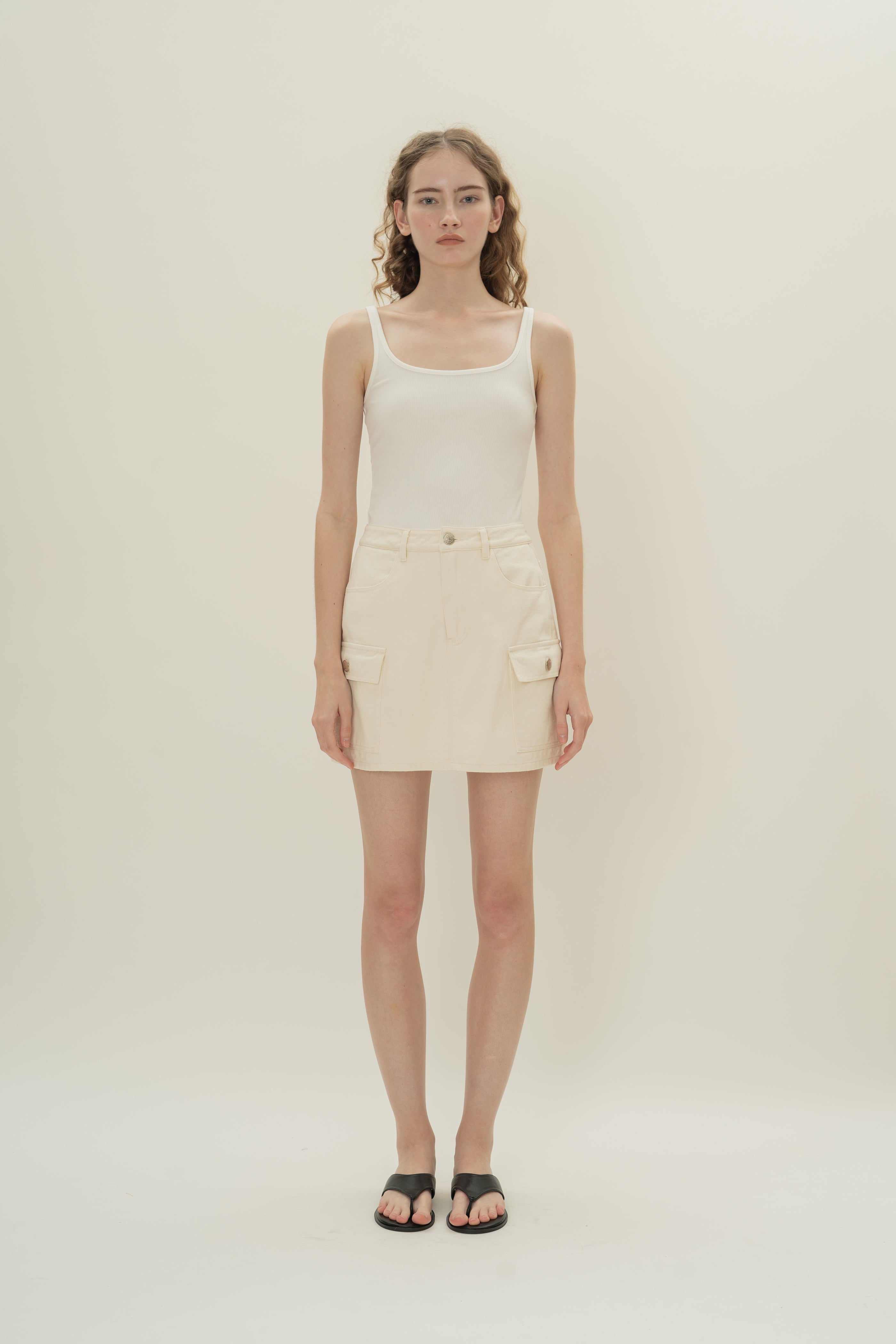 Soft Ribbed Tank Top in White