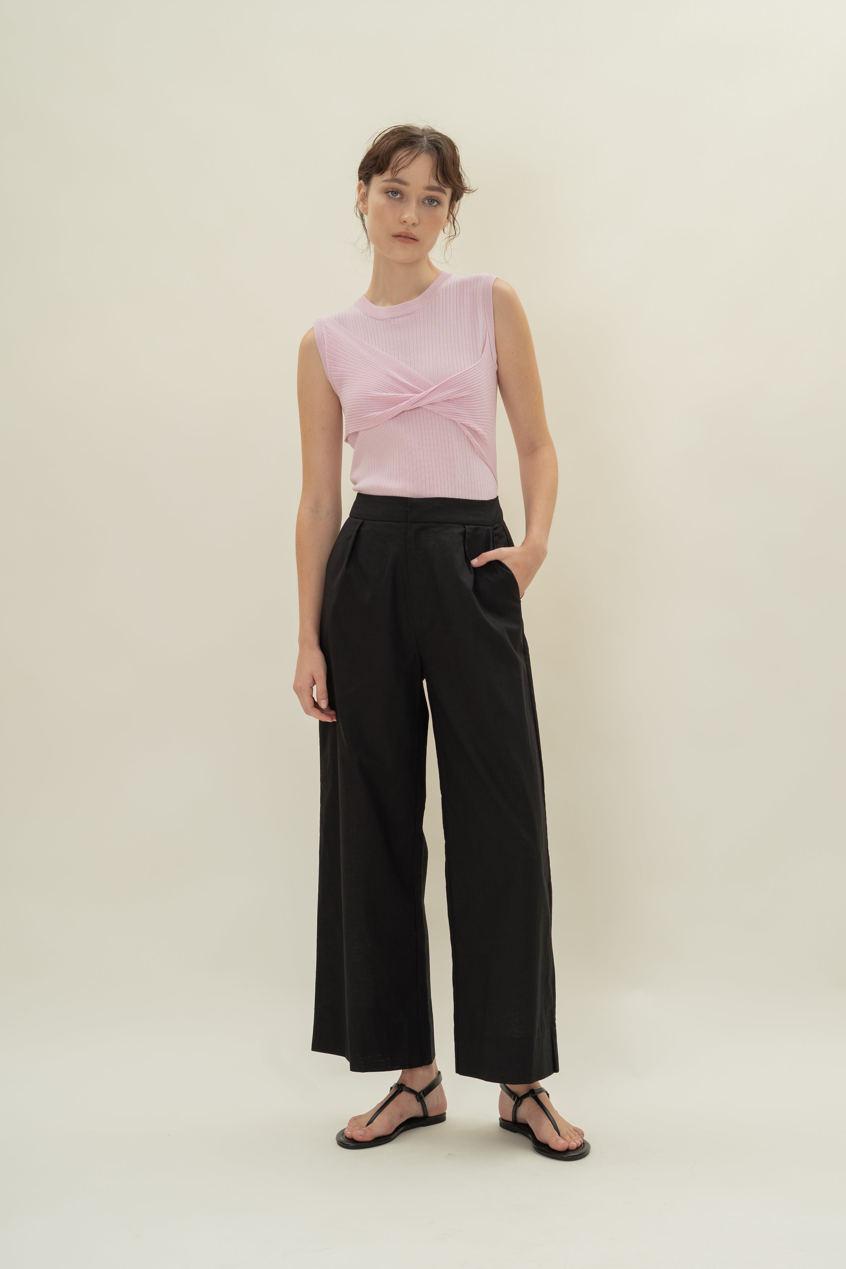 Twist Front Knit Top in Lavender Mist