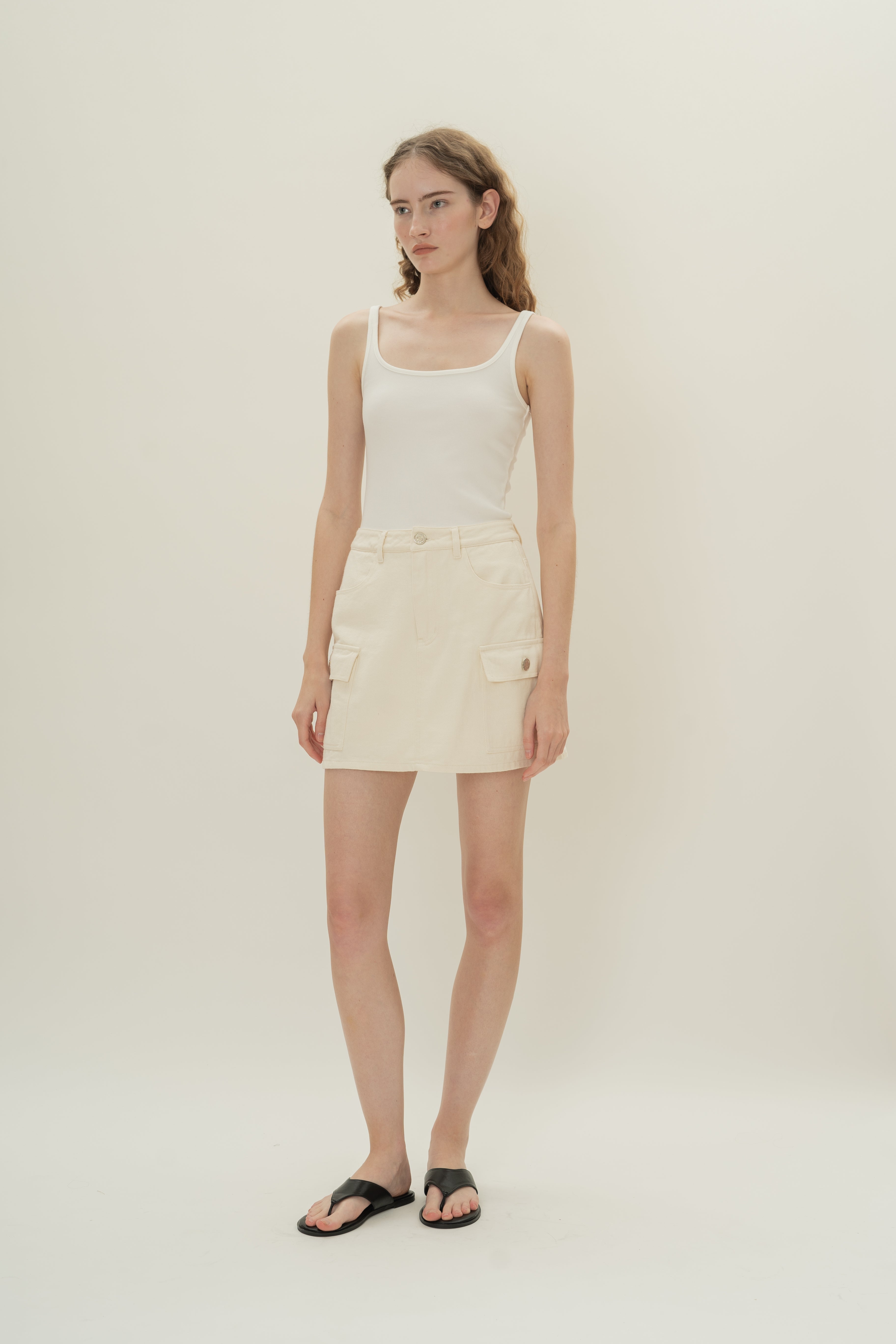 Soft Ribbed Tank Top in White