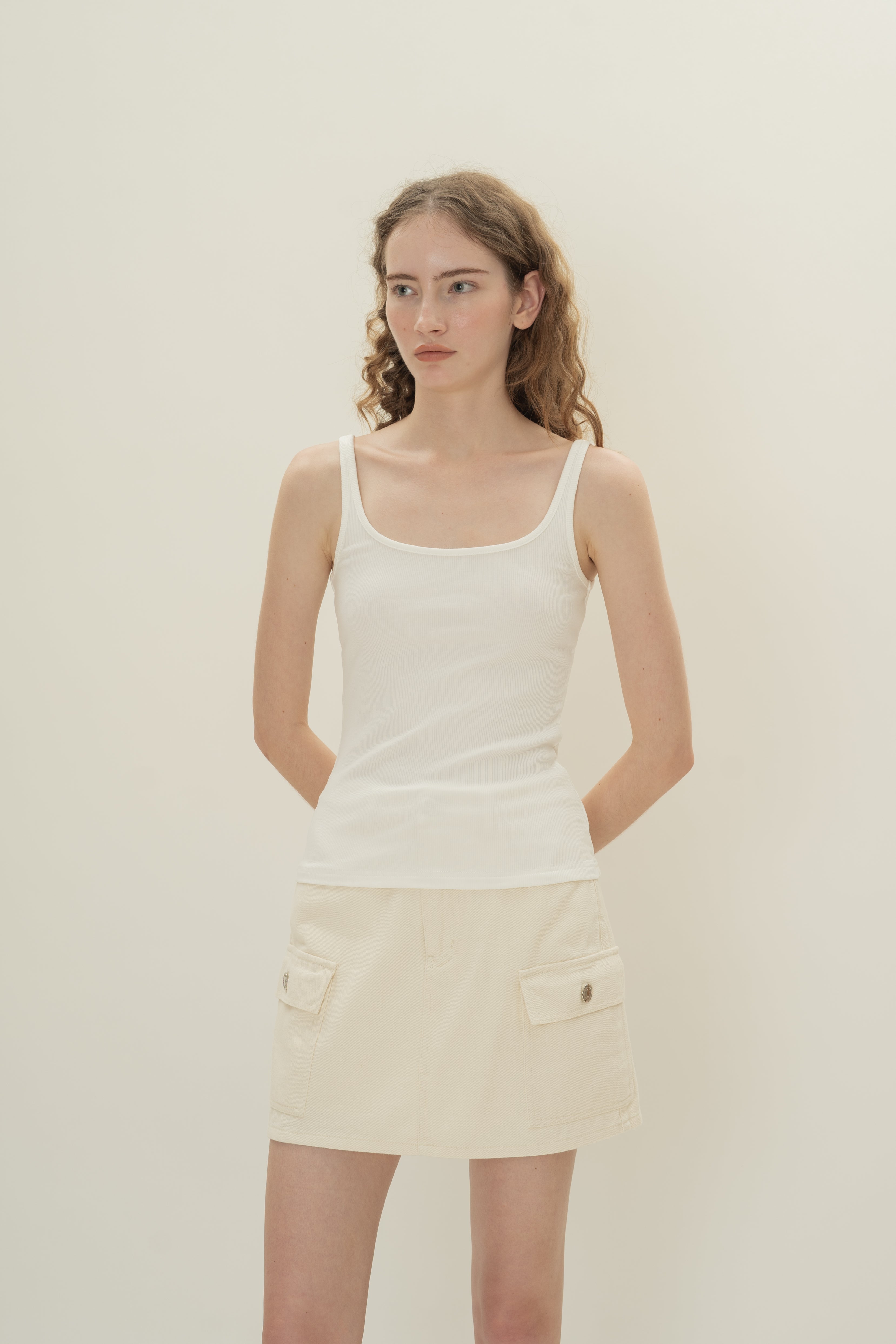 Soft Ribbed Tank Top in White