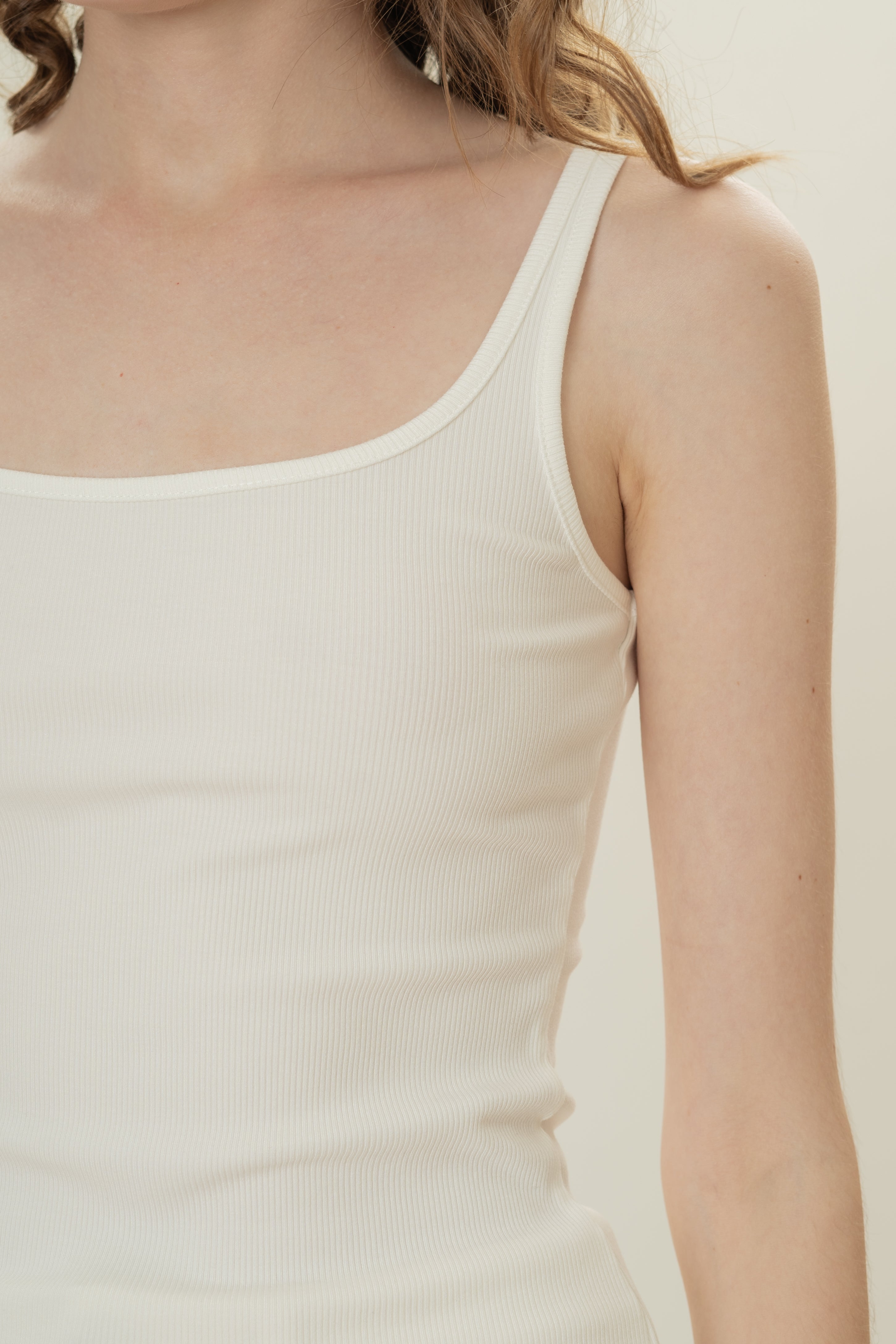 Soft Ribbed Tank Top in White