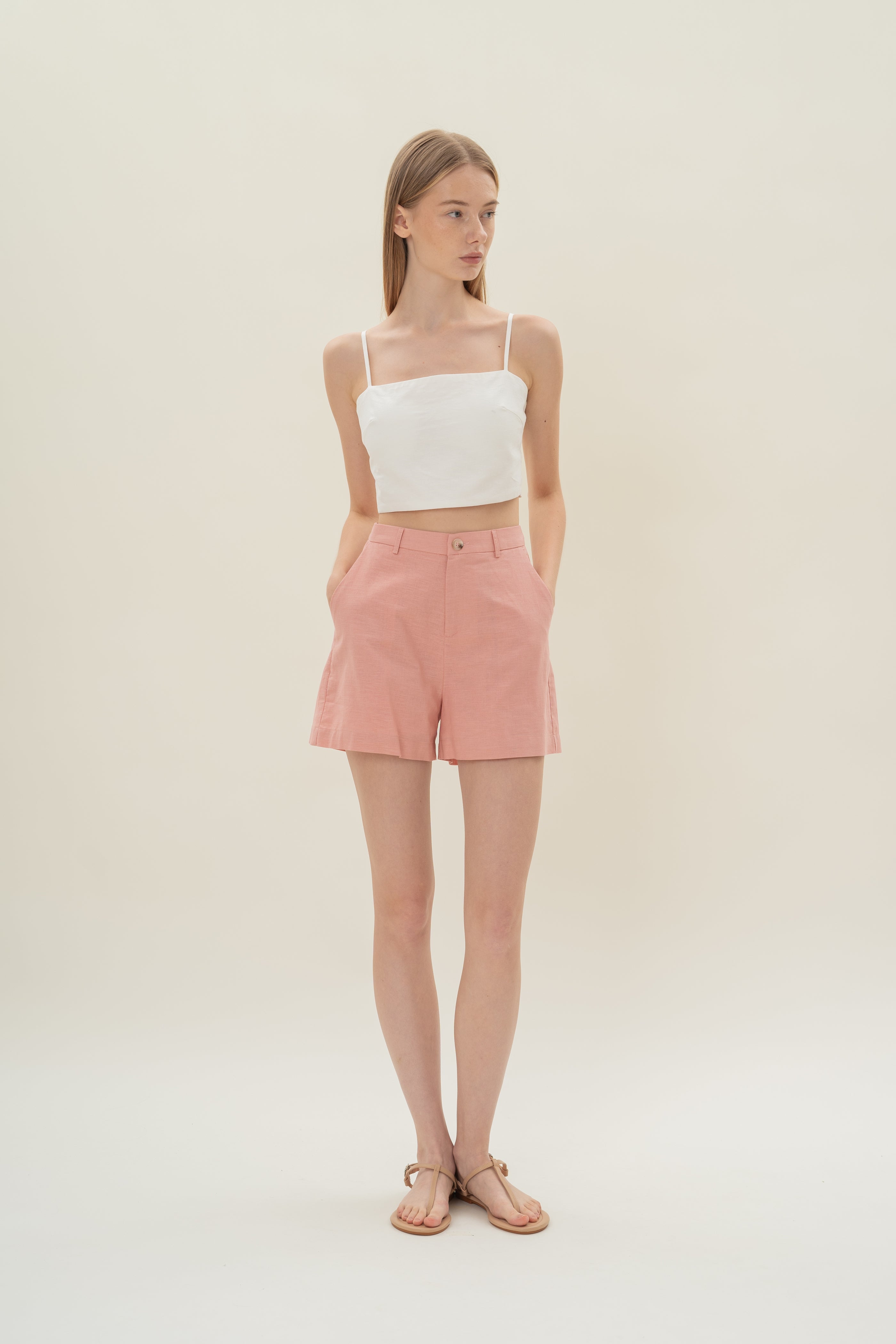 Tailored Shorts in Tea Rose