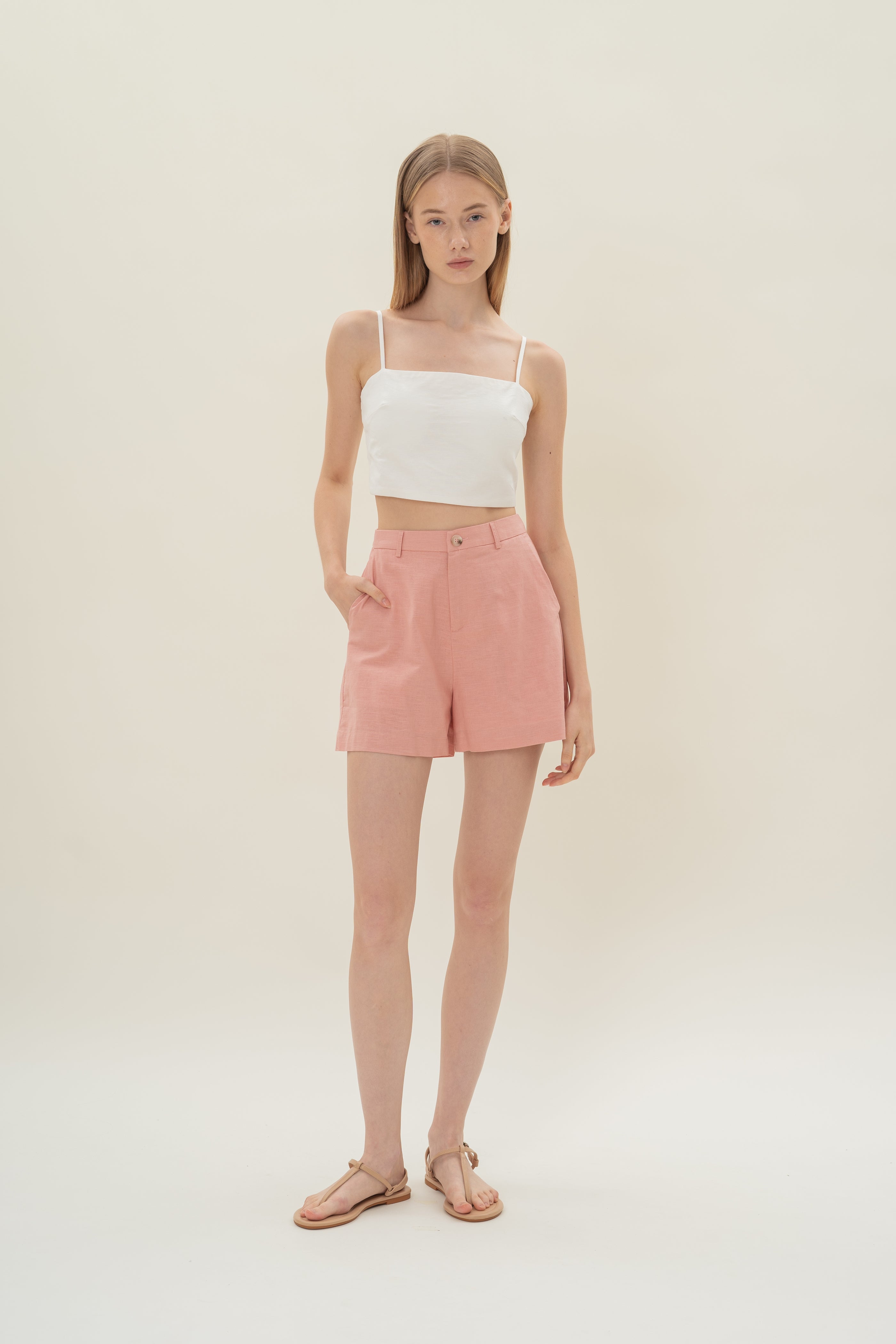 Tailored Shorts in Tea Rose