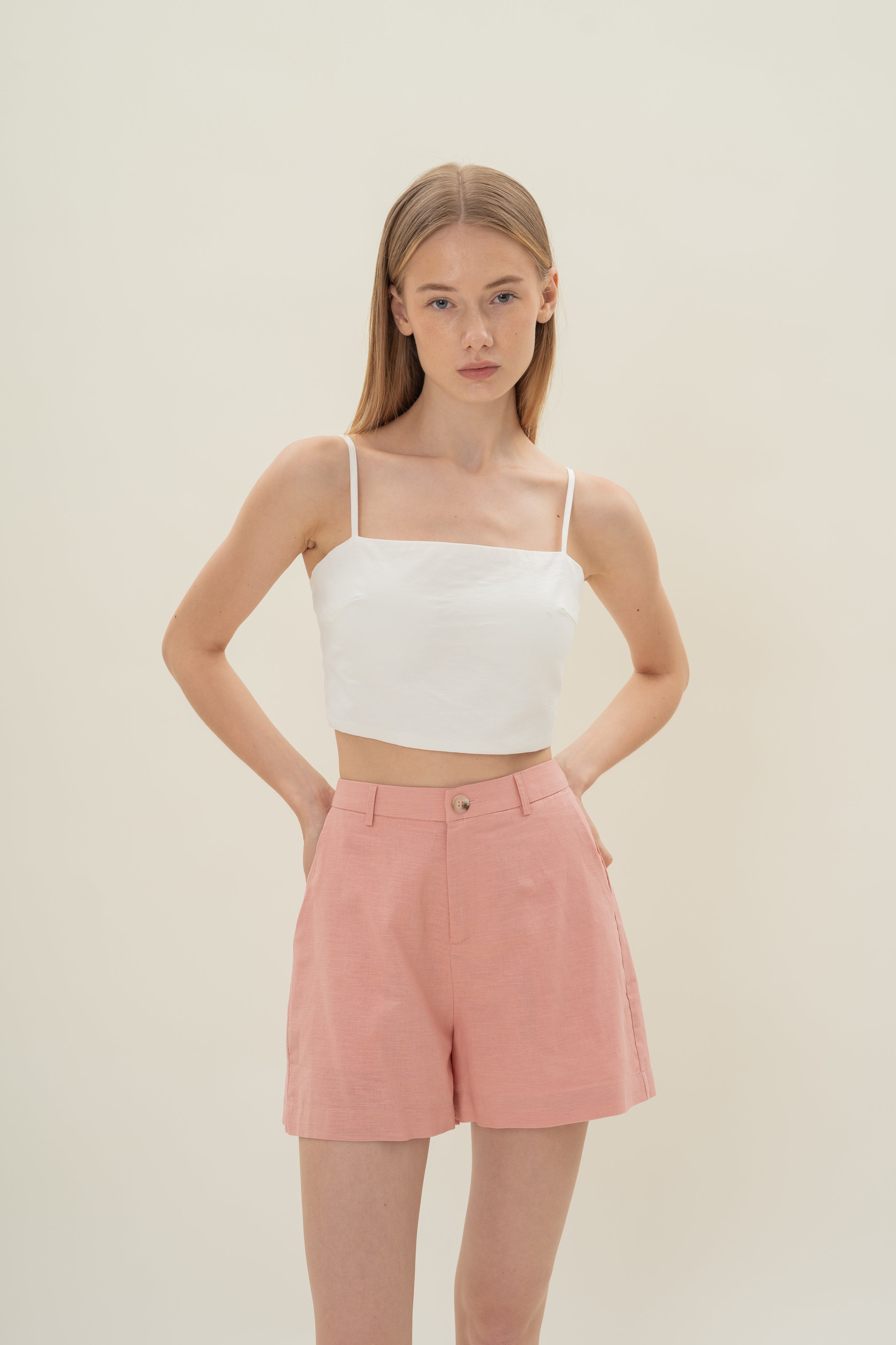 Tailored Shorts in Tea Rose