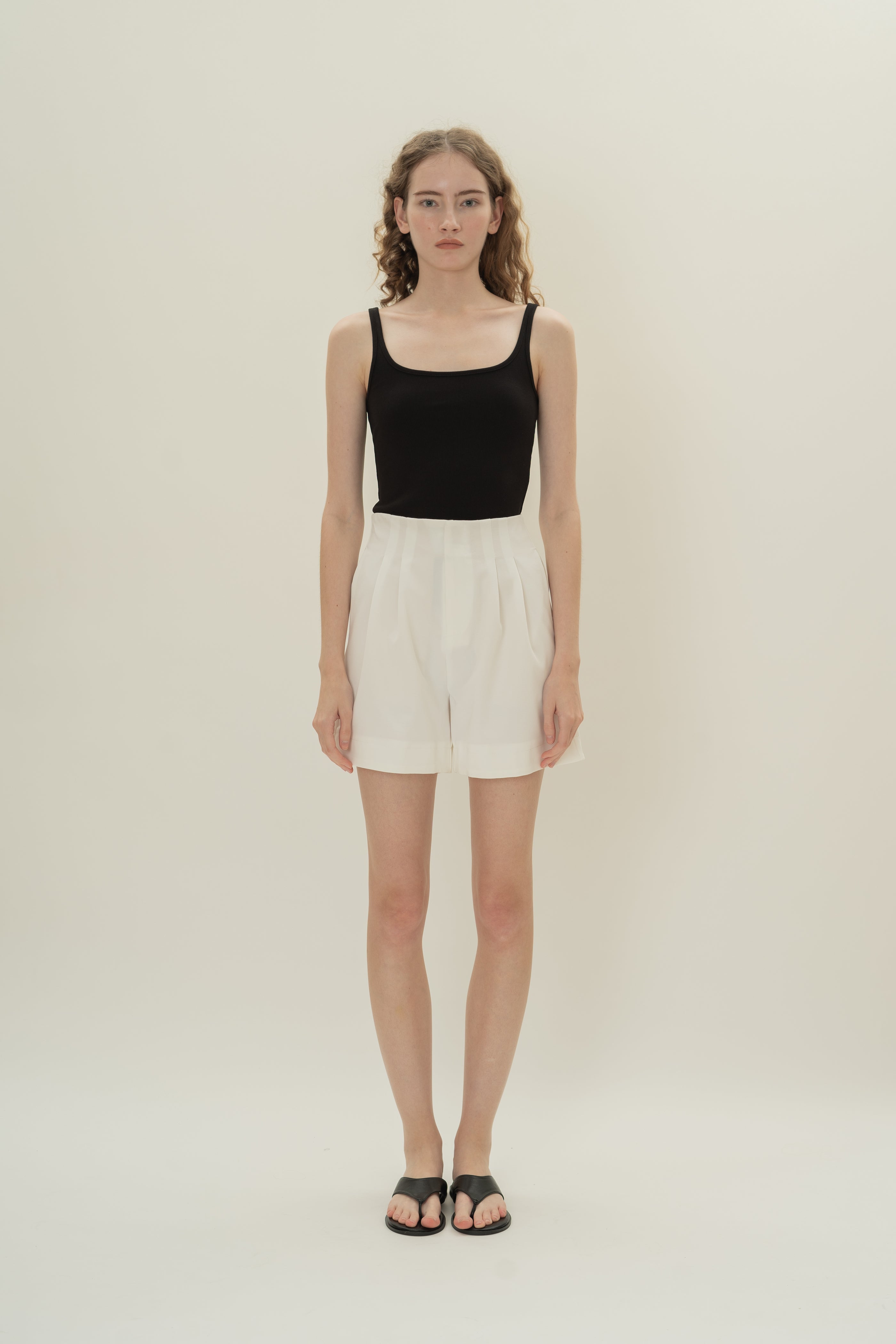 Soft Ribbed Tank Top in Black