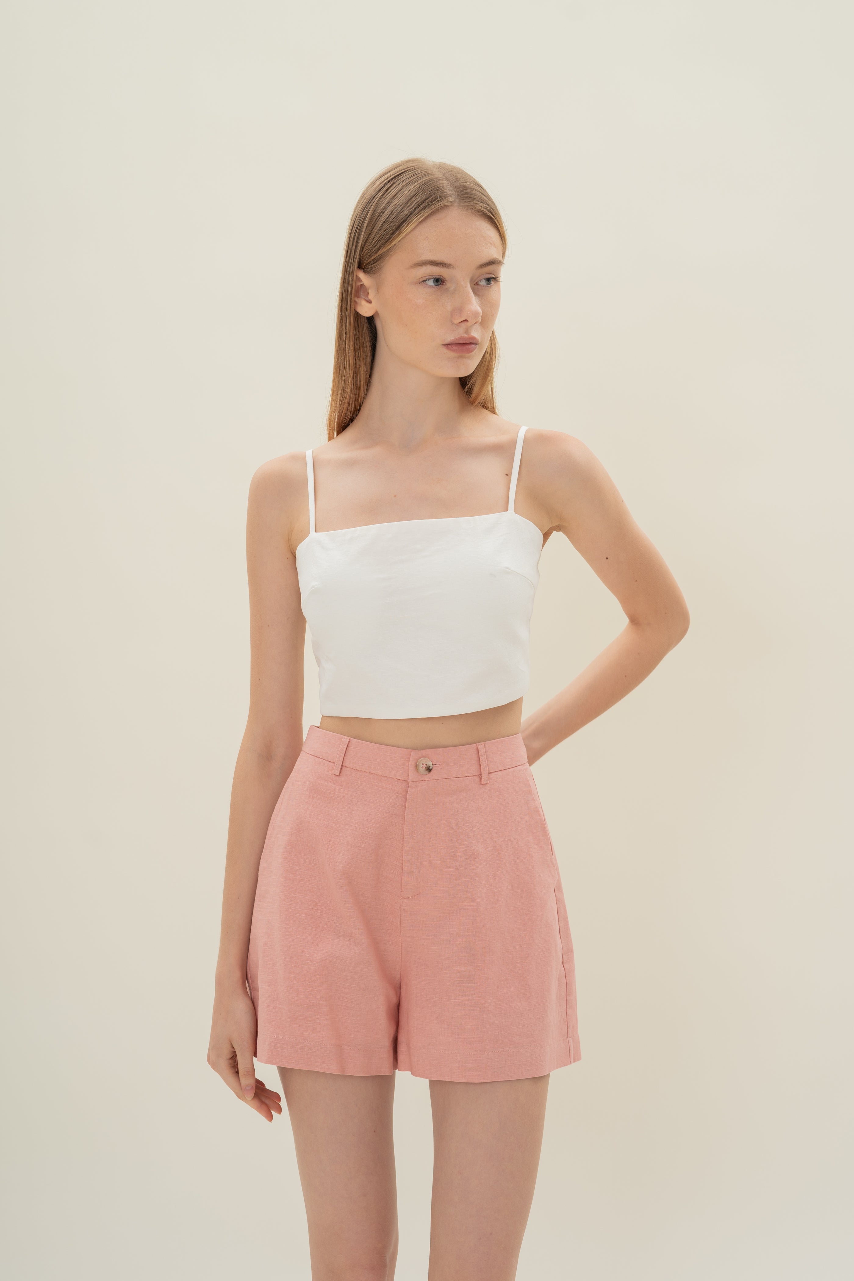 Tailored Shorts in Tea Rose