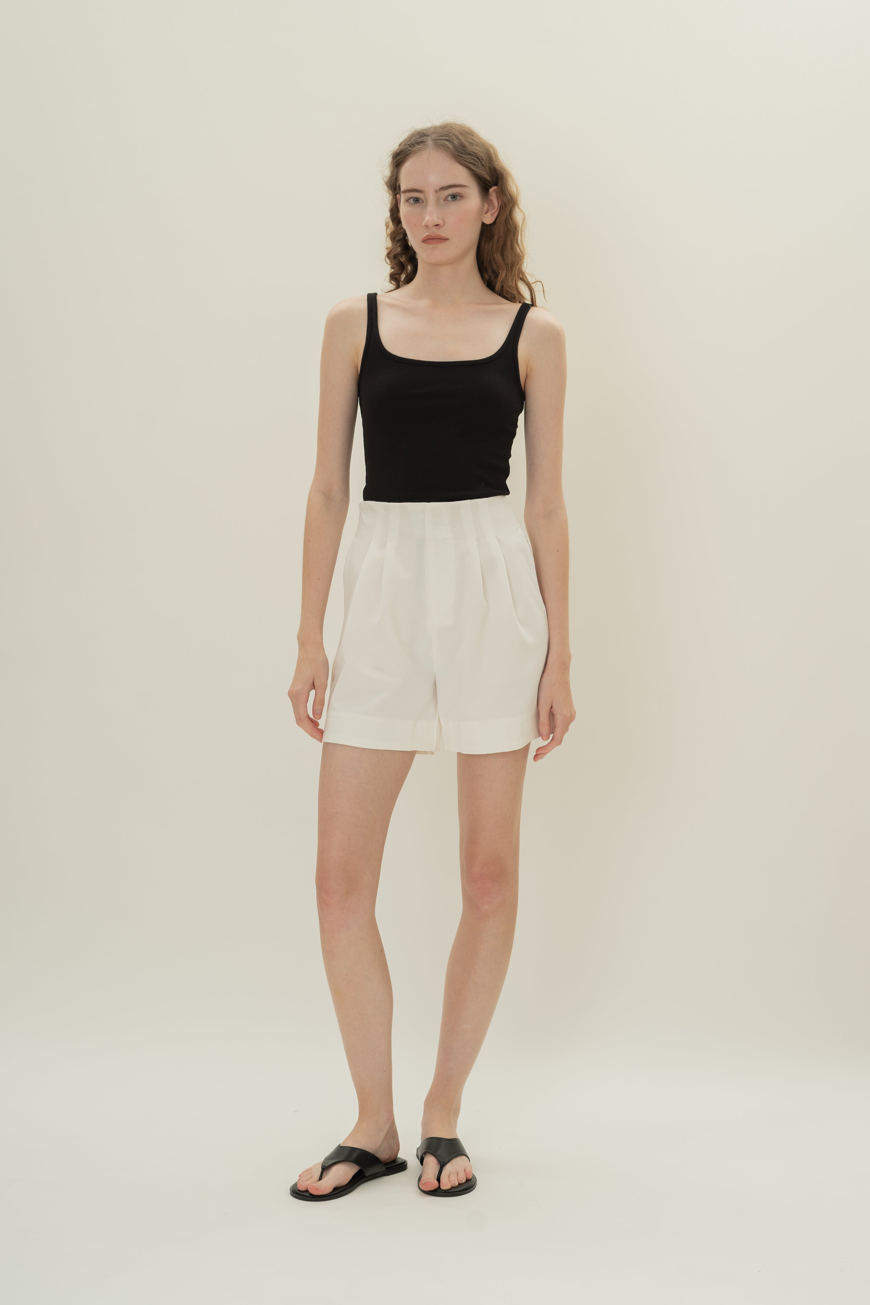 Soft Ribbed Tank Top in Black