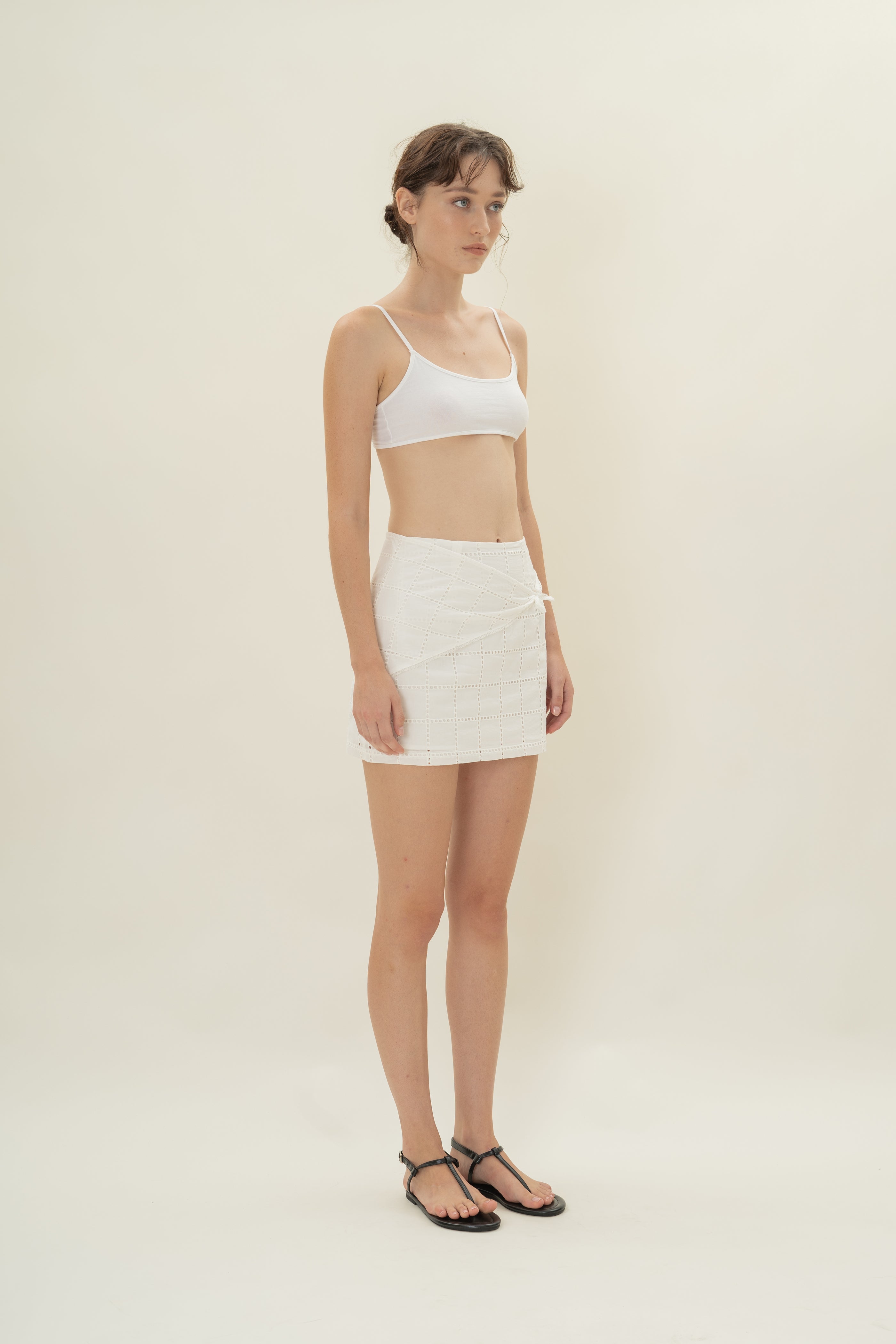 Square Broderie Scarf in White